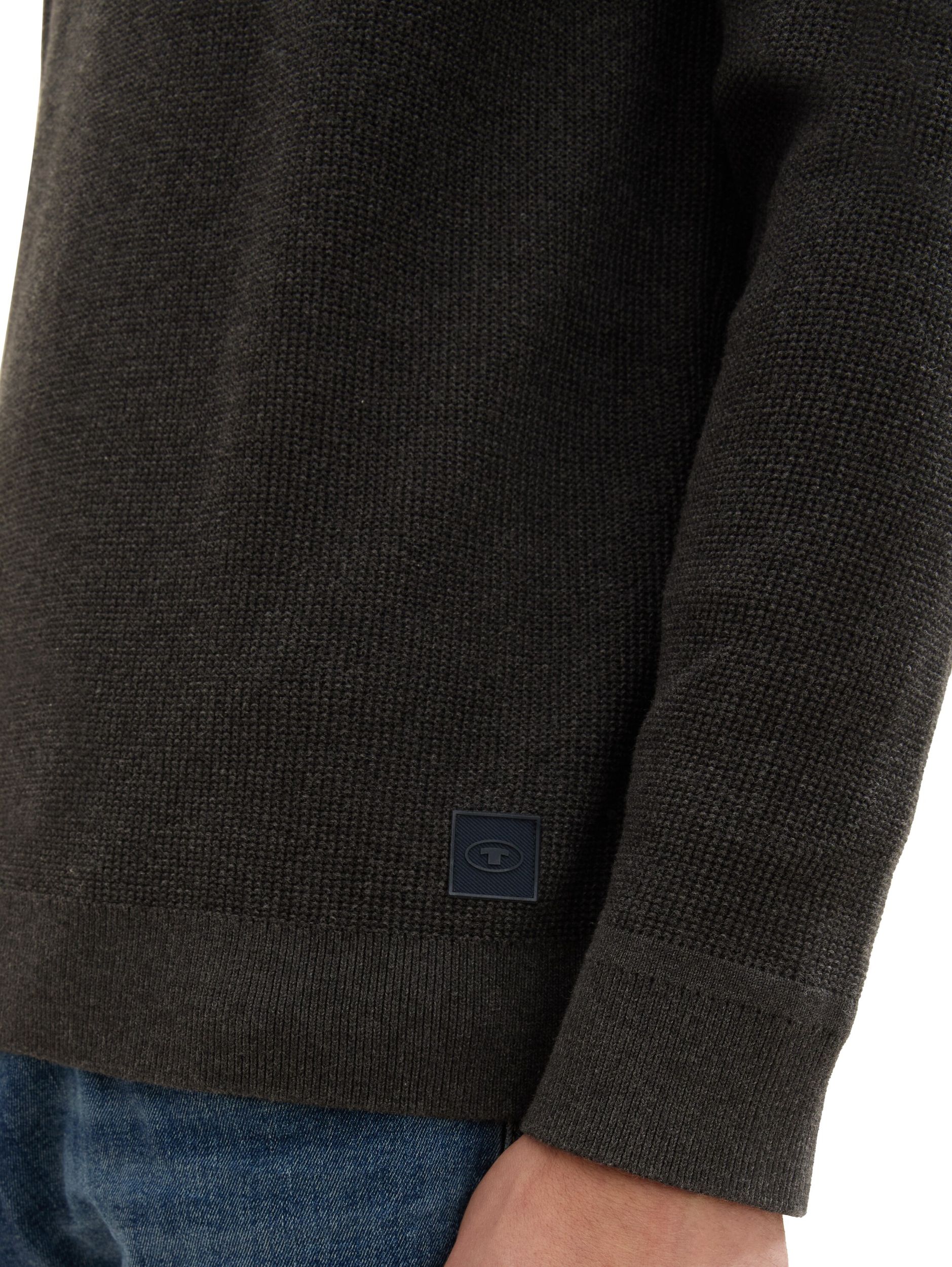  |  structured crewneck knit, Knitted Navy Melange | XXXL | black grey melange