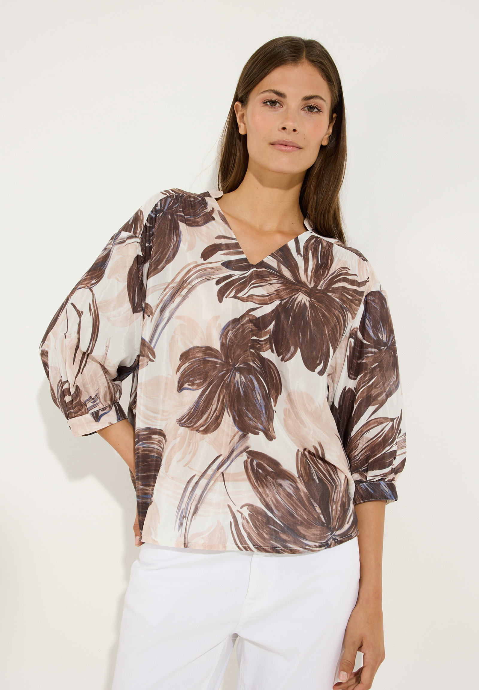 CO-Voile Print Blouse, brushstroke flower print #3