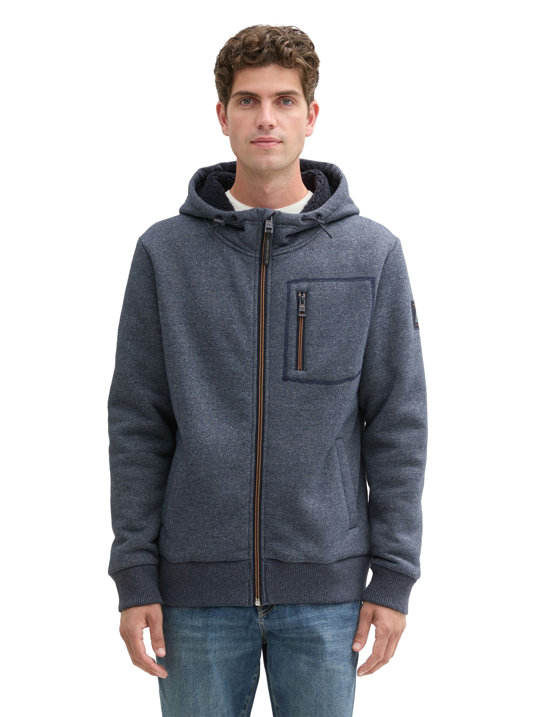  |  structured hoodie jacket, navy grindle structure | L | navy grindle structure