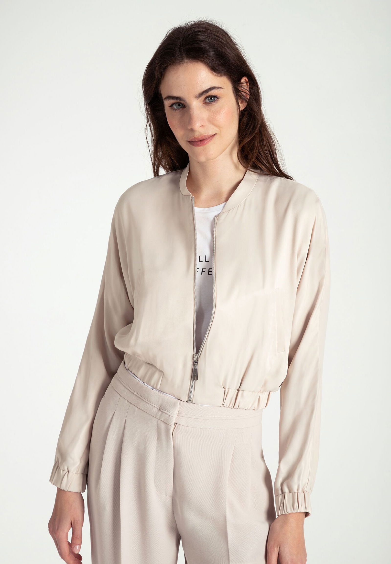 More & More | More & More Satin-Blouson | 40 | ecru