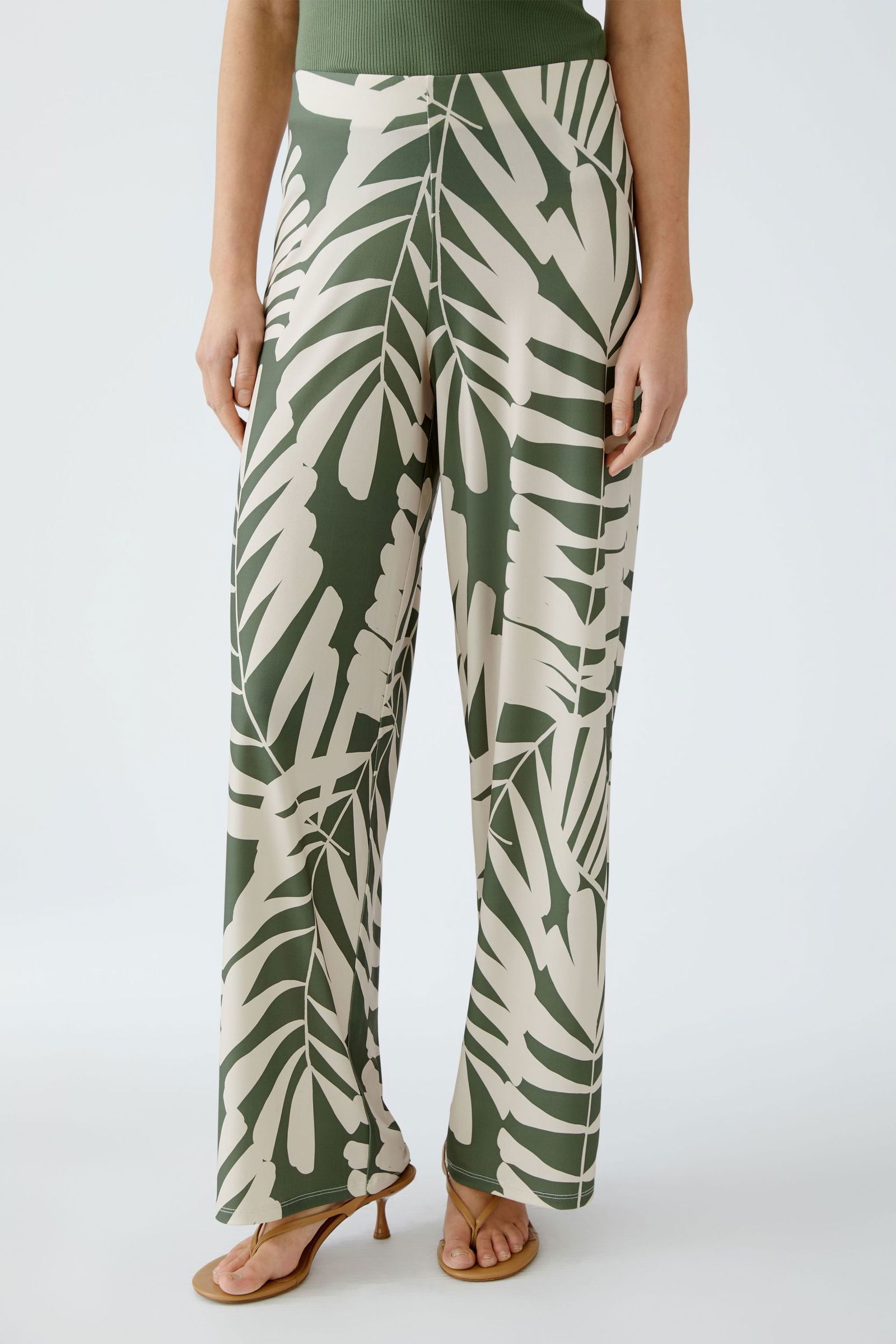 Oui | Oui Schmale Hose | 42 | green white
