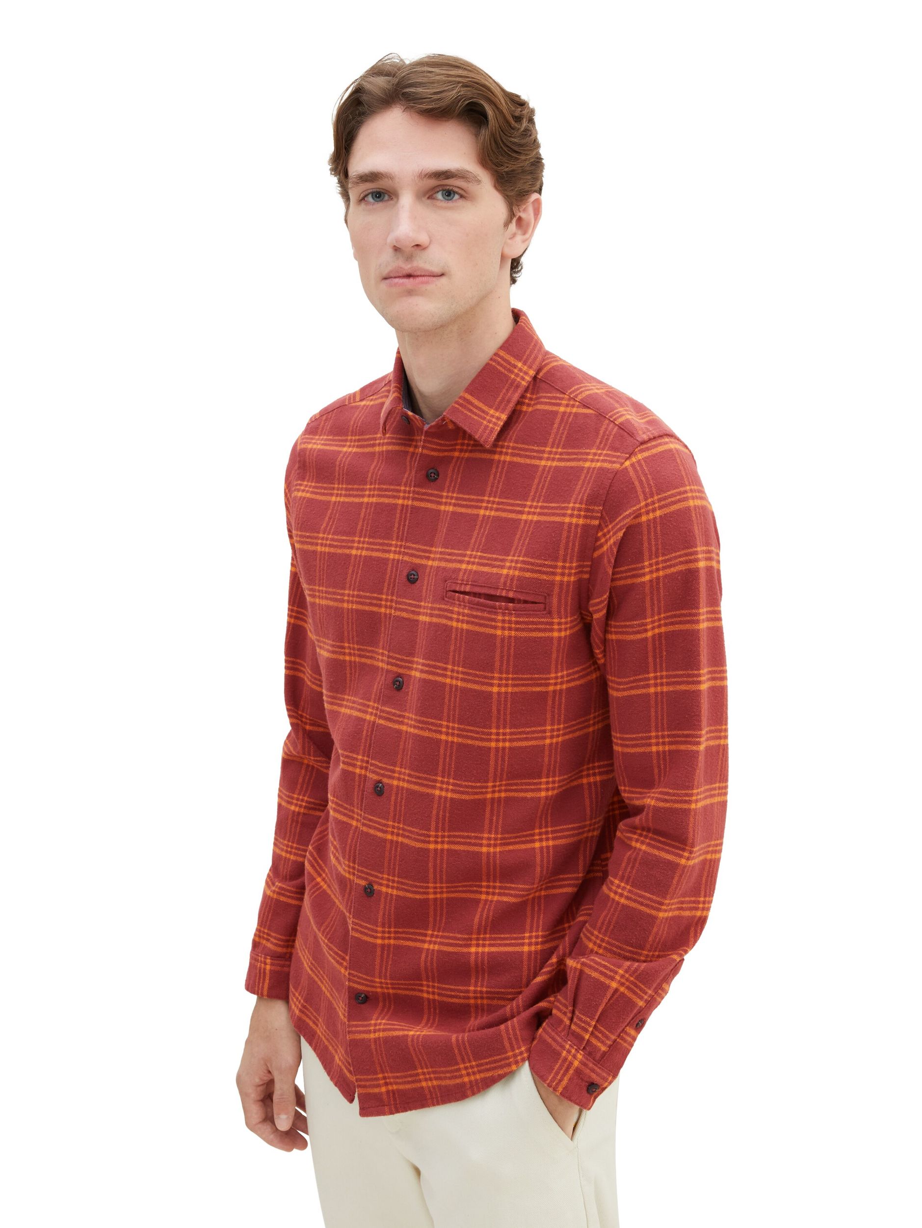 Tom Tailor |  Hemd mit Karomuster | XL | red orange check