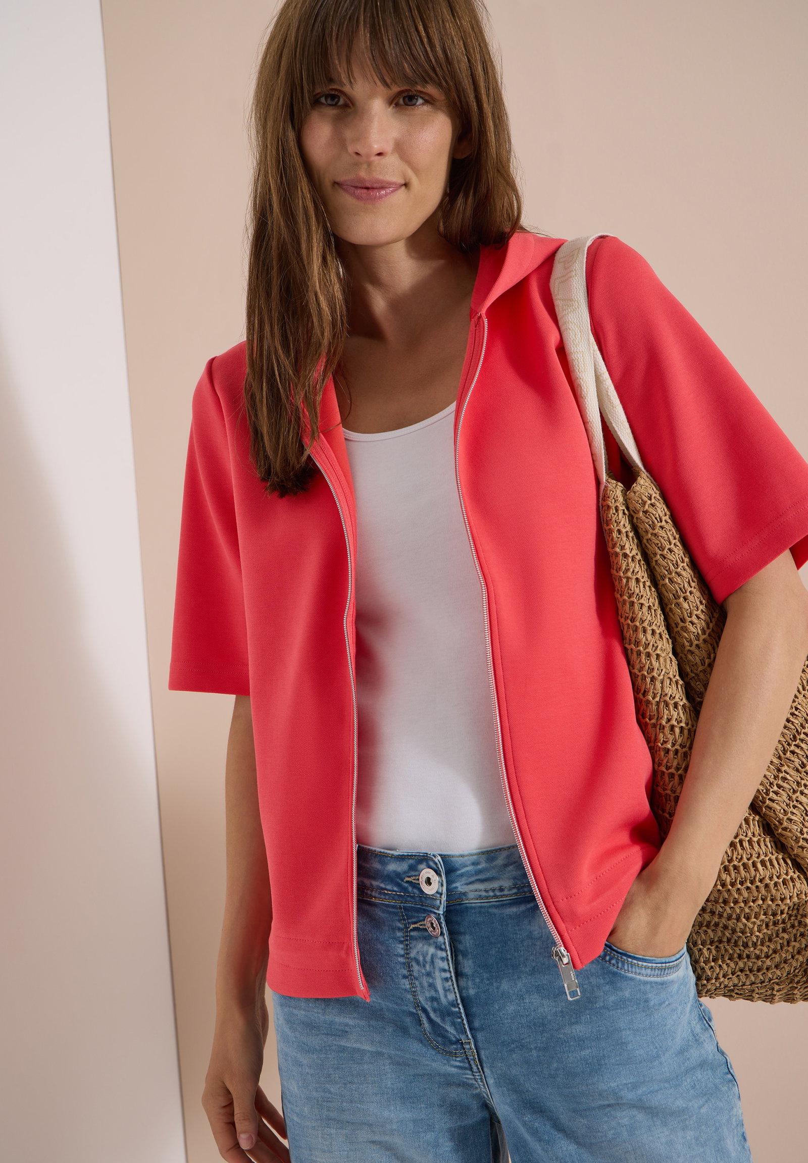 TOS Solid T-Shirt Jacket, coral #3
