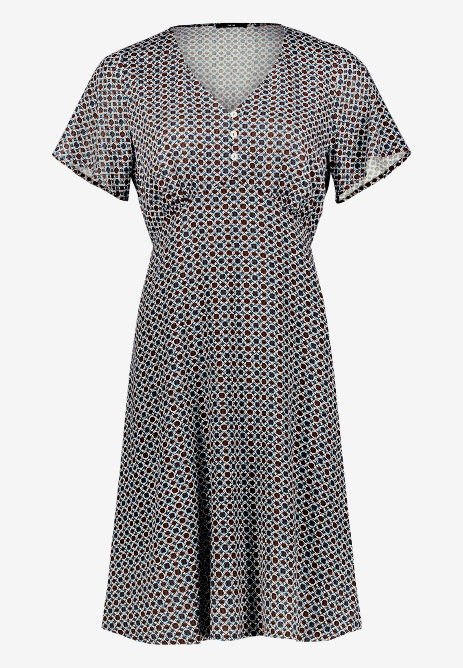 Kleid Kurz 1/2 Arm, Brown/Cream #1