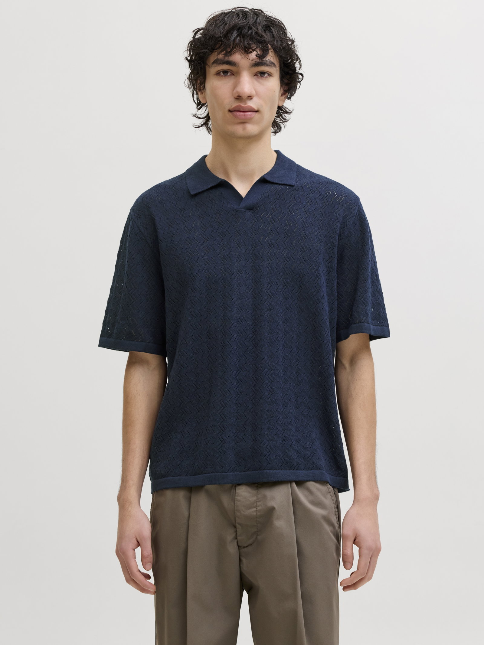 JORTYLER KNIT SS SPLIT NECK POLO SN, Sky Captain #2