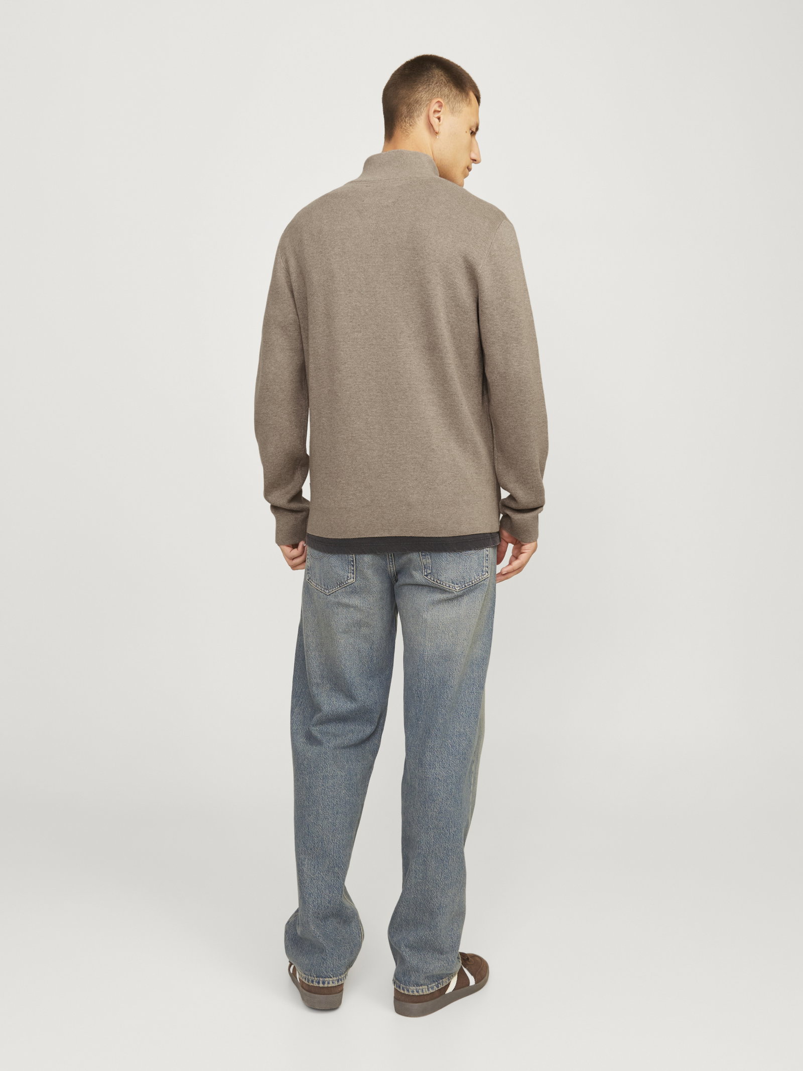 JPRBLAMILANO STITCH KNIT HALF ZIP S, Greige/Melange #3