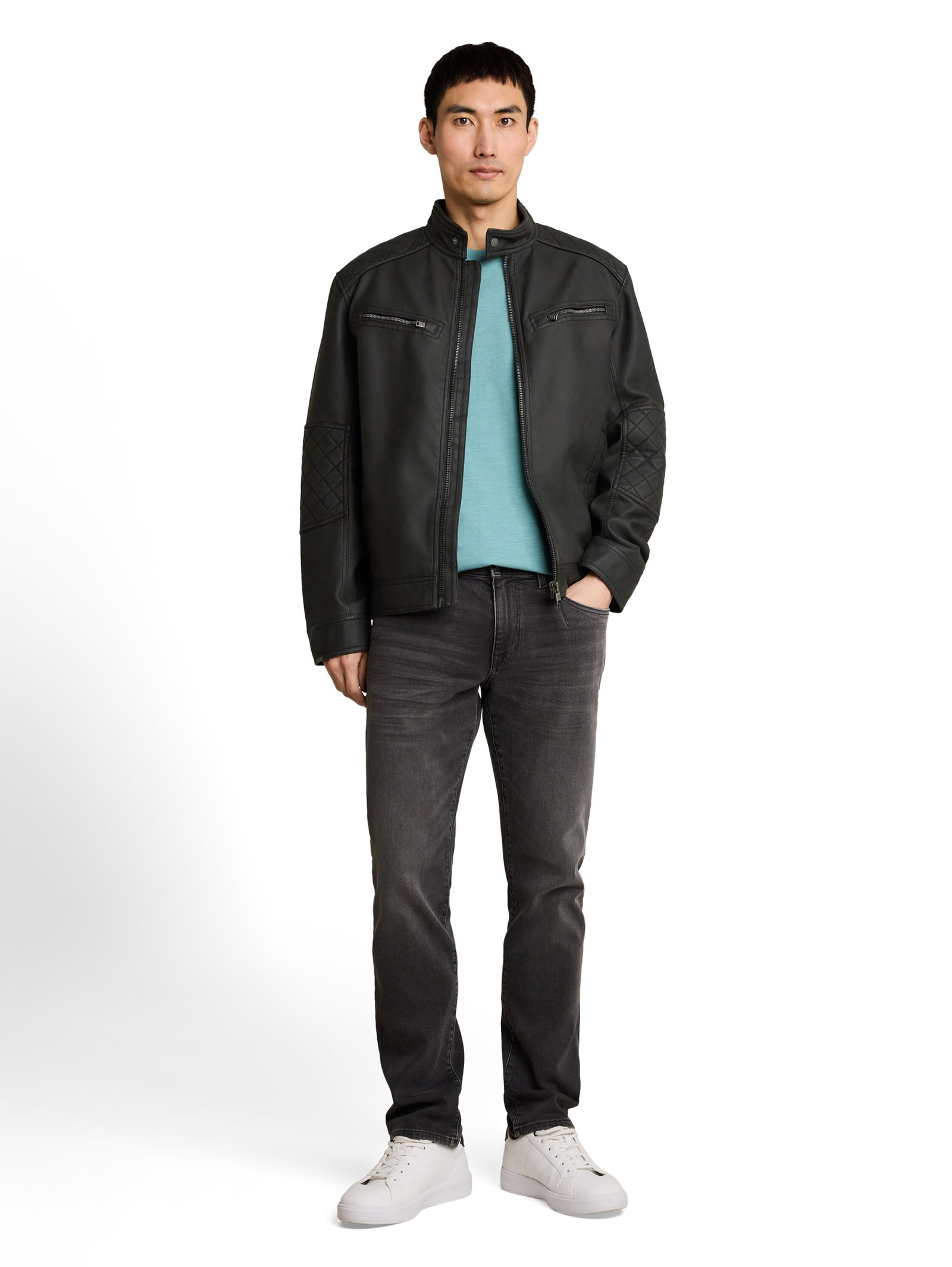 faux velour touch leather jack, Black #3