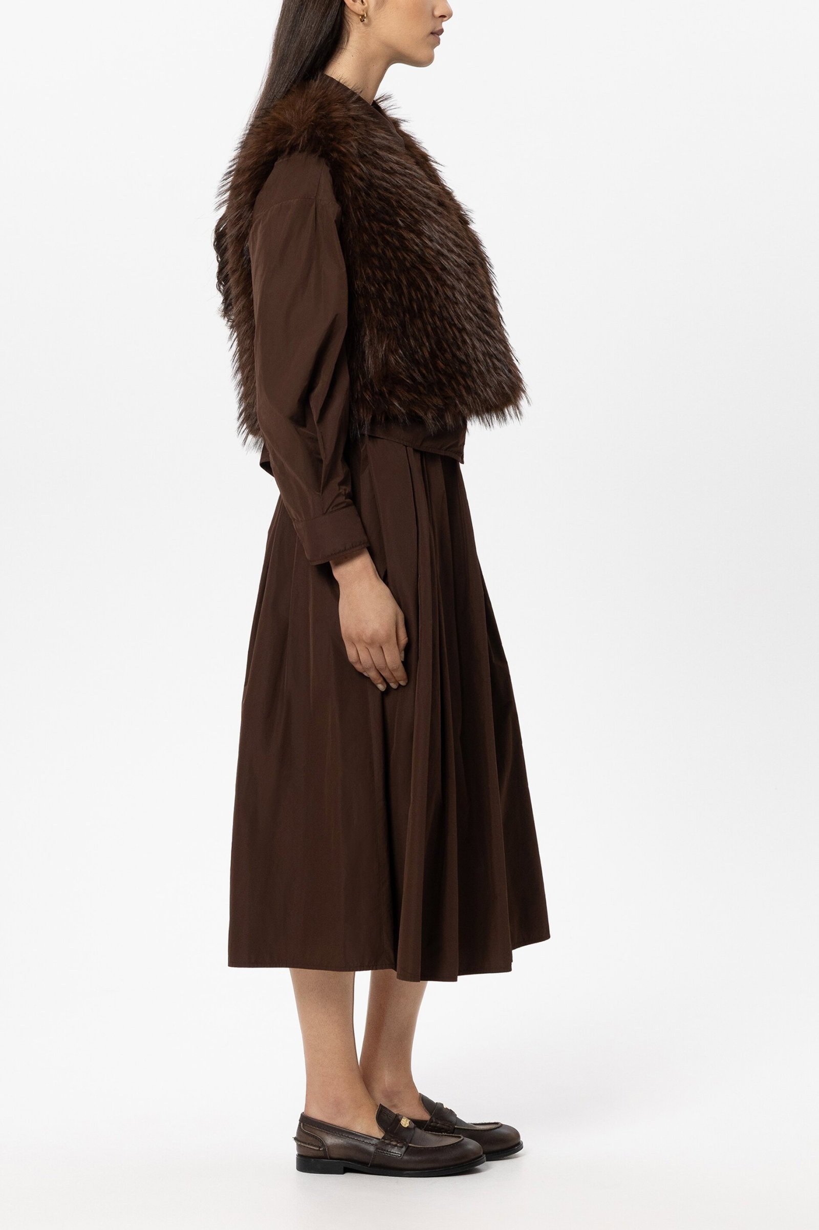 Luisa Cerano Boho-Weste in Fell-Optik marone #3