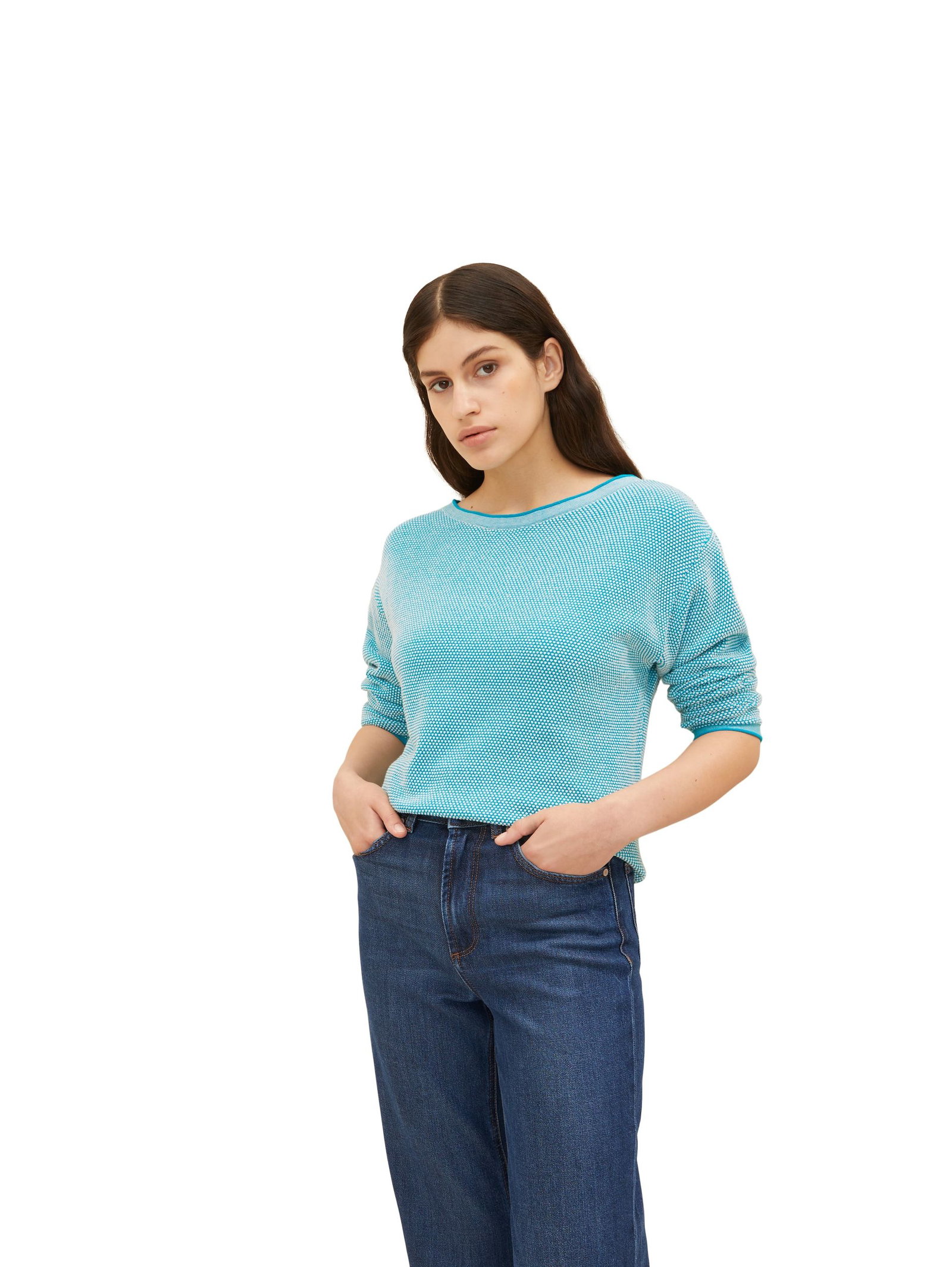 Tom Tailor |  Tom Tailor Pullover  | L | teal blue bubble structure