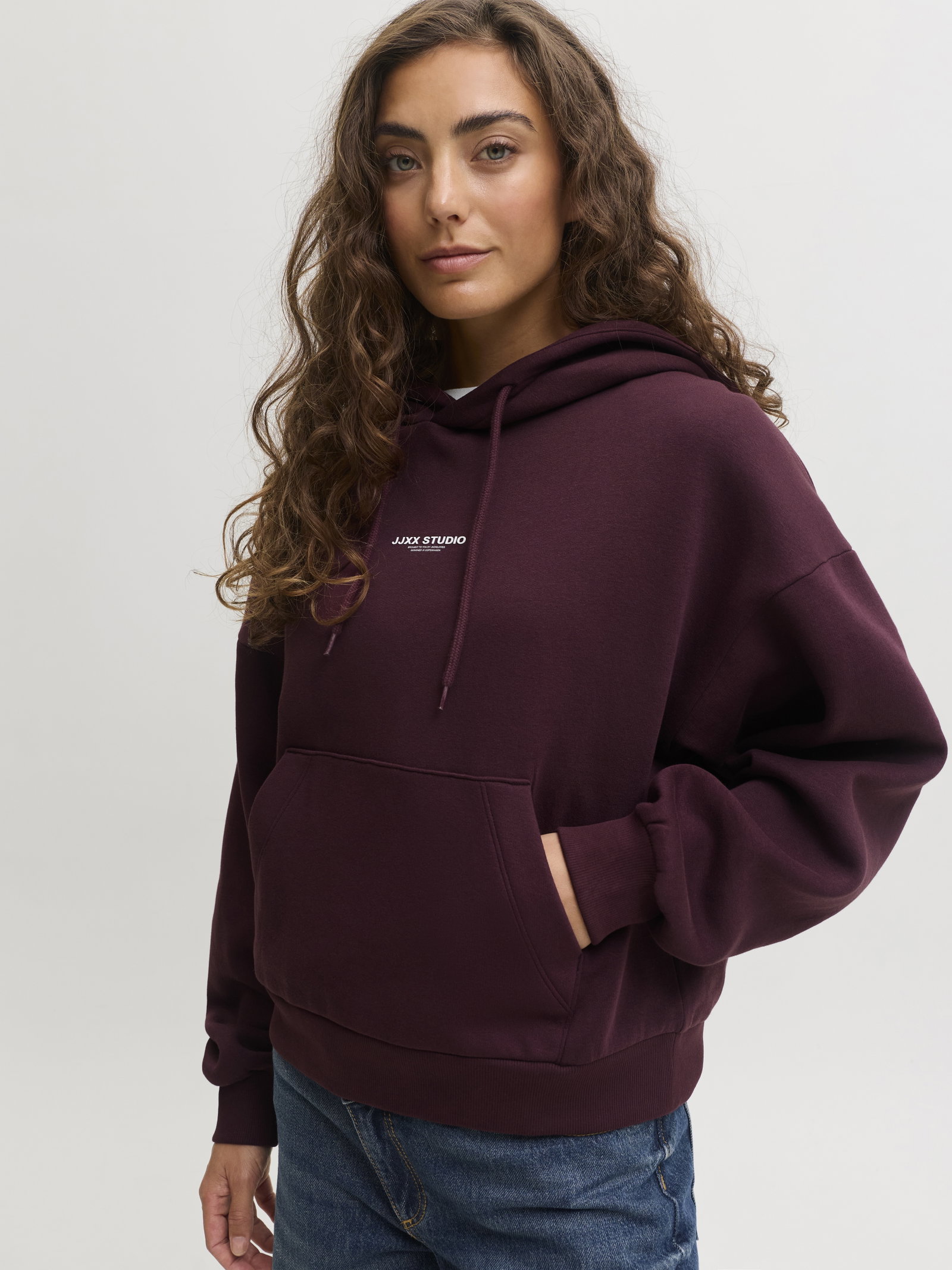 JXSTUDIO VESTERBRO LS RLX HOOD SWT, Winetasting/BRIGHT WHITE JJXX STUDI #7