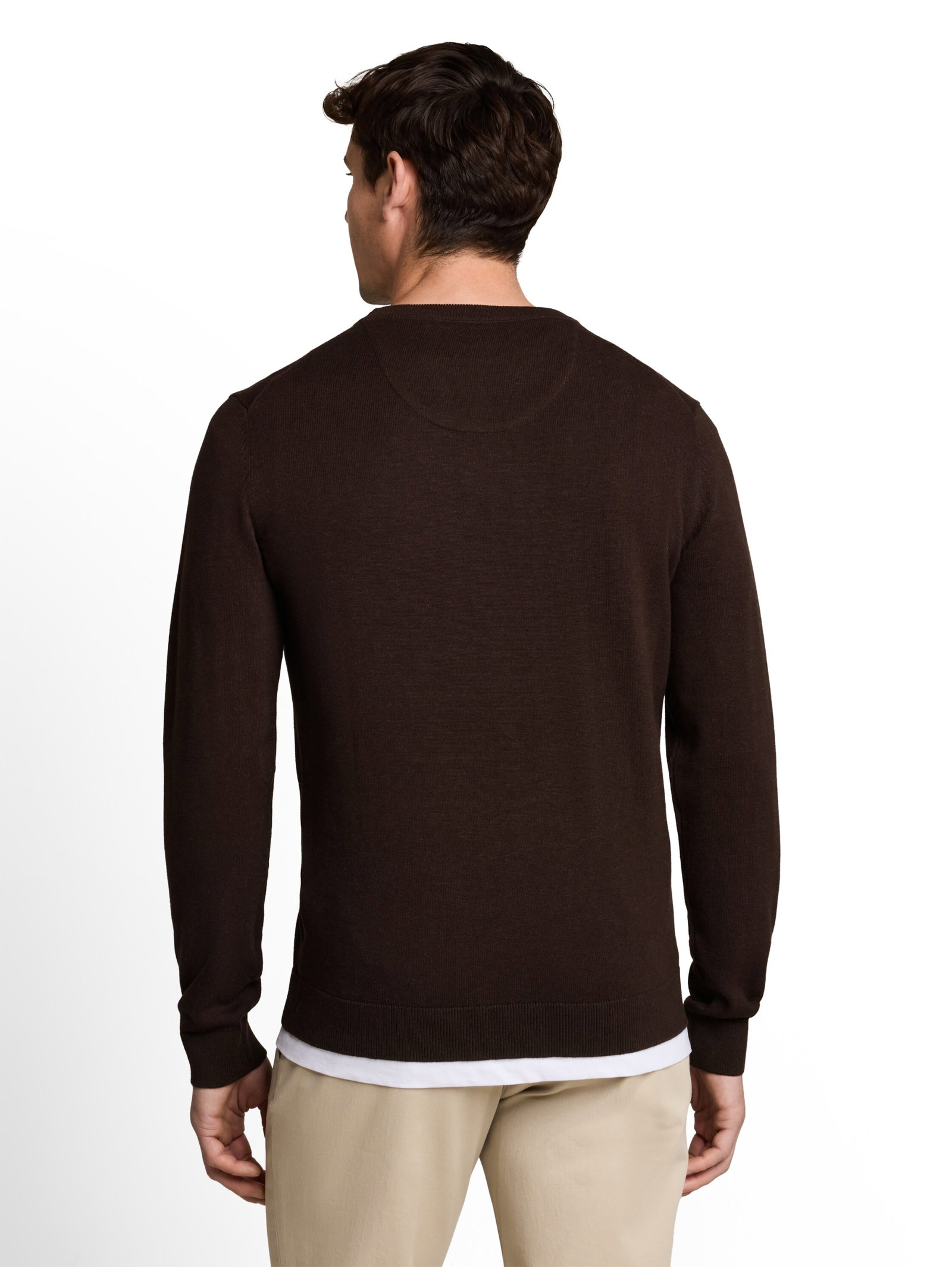 basic crewneck knit, dark chocolate brown melange #4