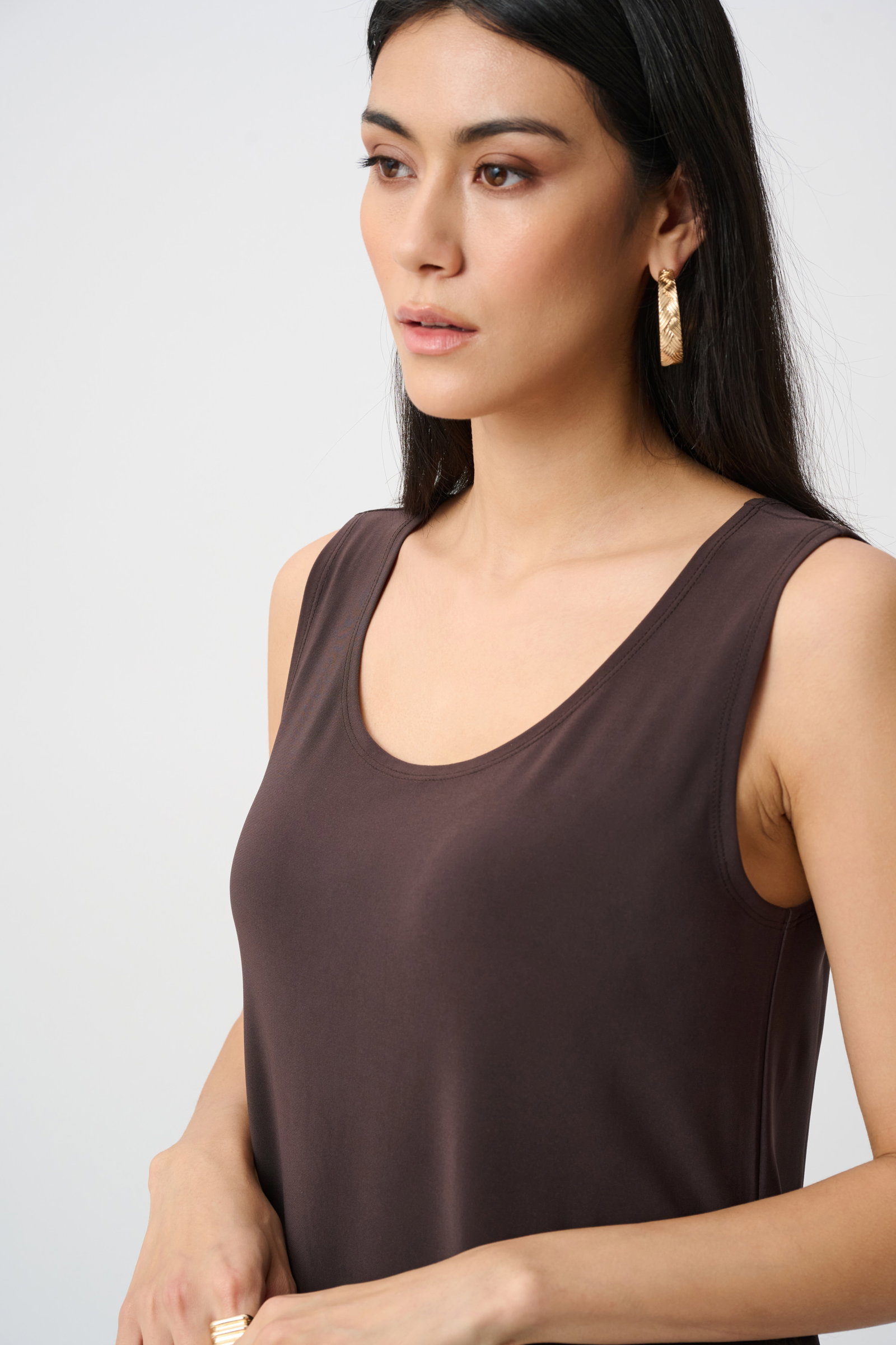 Joseph Ribkoff Top Mokka ärmelloses Silky-Knit-Camisole mit Rundhalsausschnitt #4