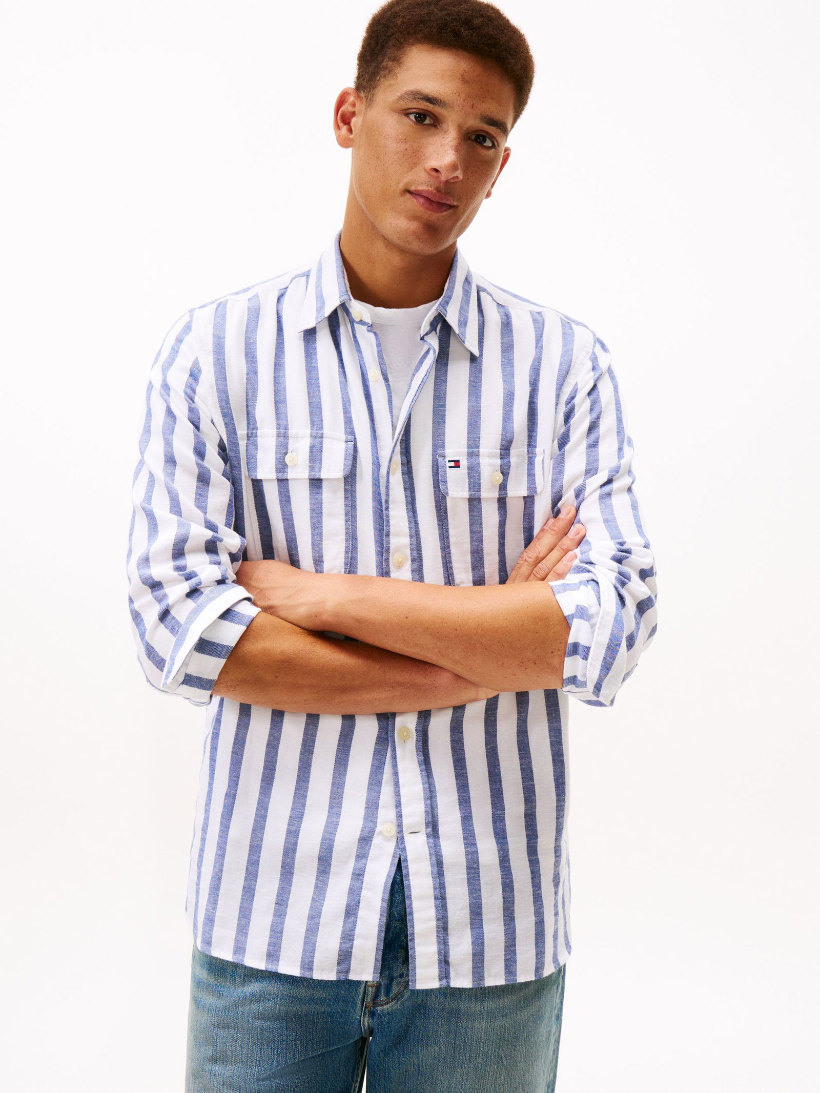 Tommy Hilfiger |  Tommy Hilfiger Hemd Modern Fit  | XL | blue spell / stripe