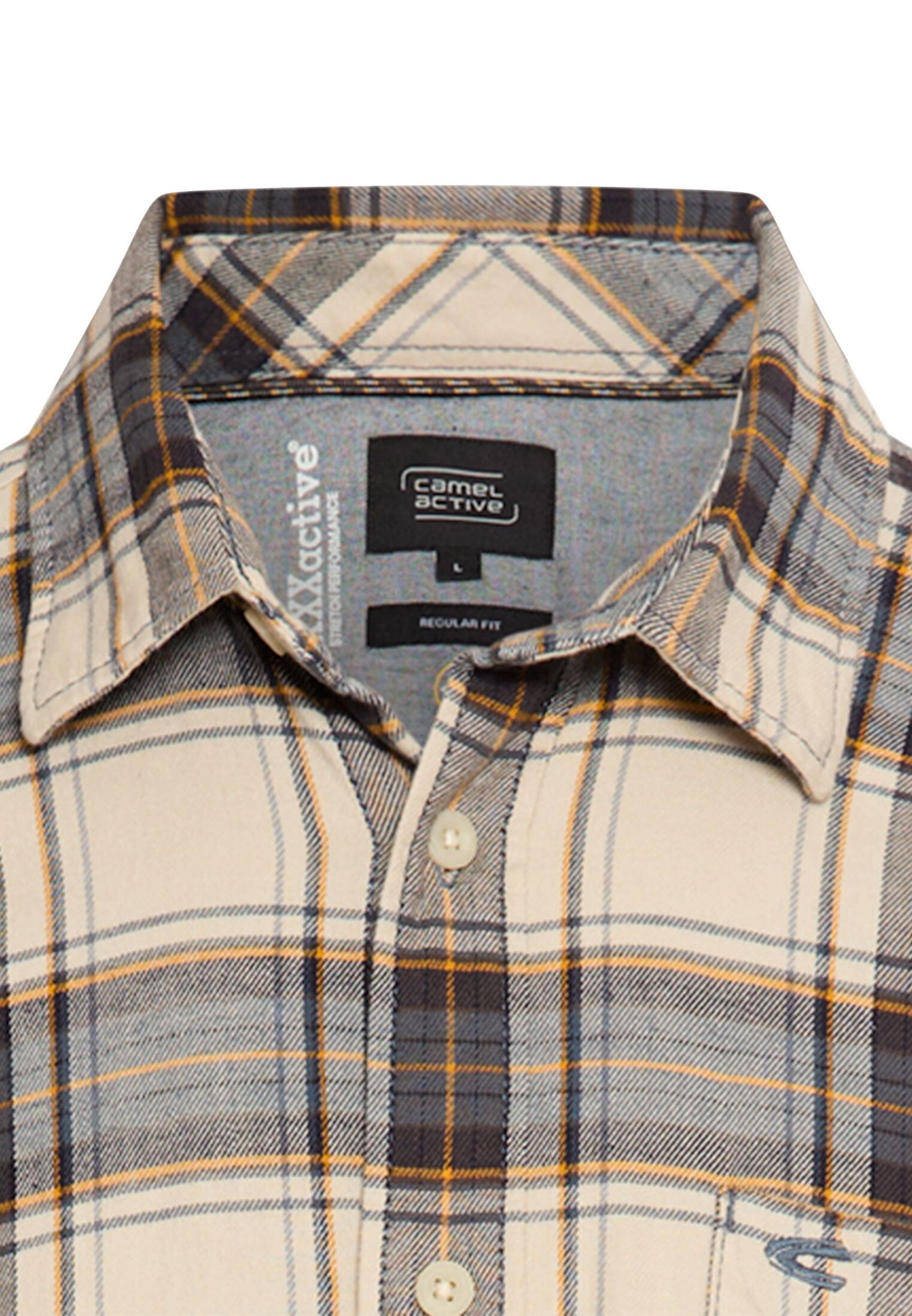 Camel Active |  Camel Active Hemd Regular Fit  | M | oatmeal