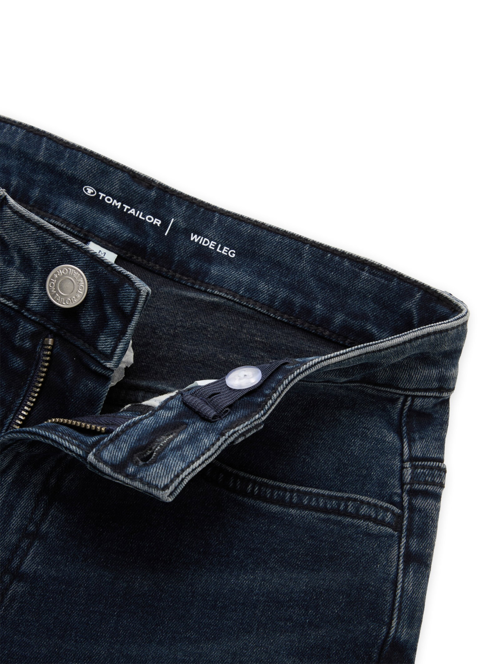 wide leg denim, dark stone blue black denim #3