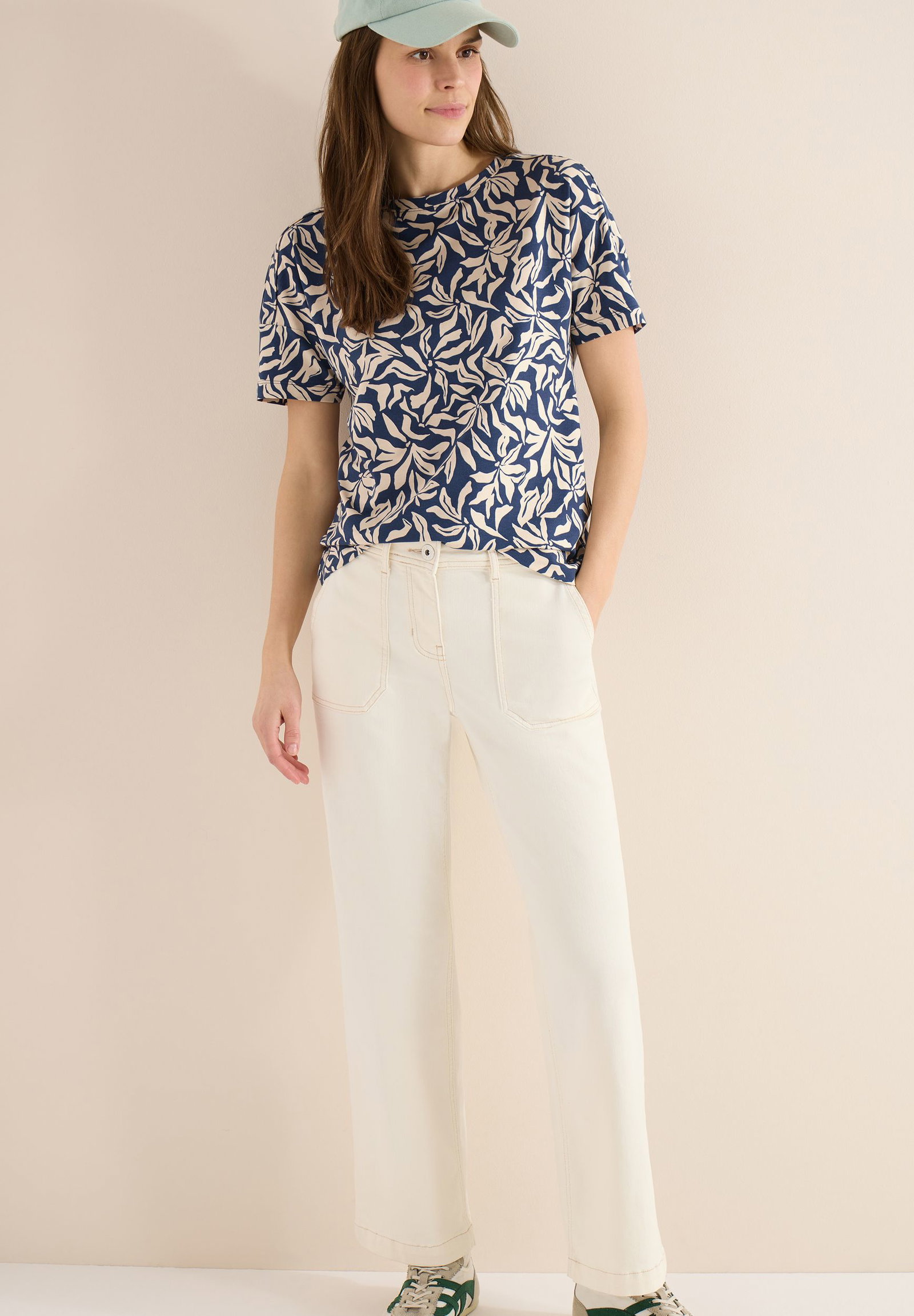 CECIL |  Shirt mit Boatneck und floralem Print | S | 11231_27473