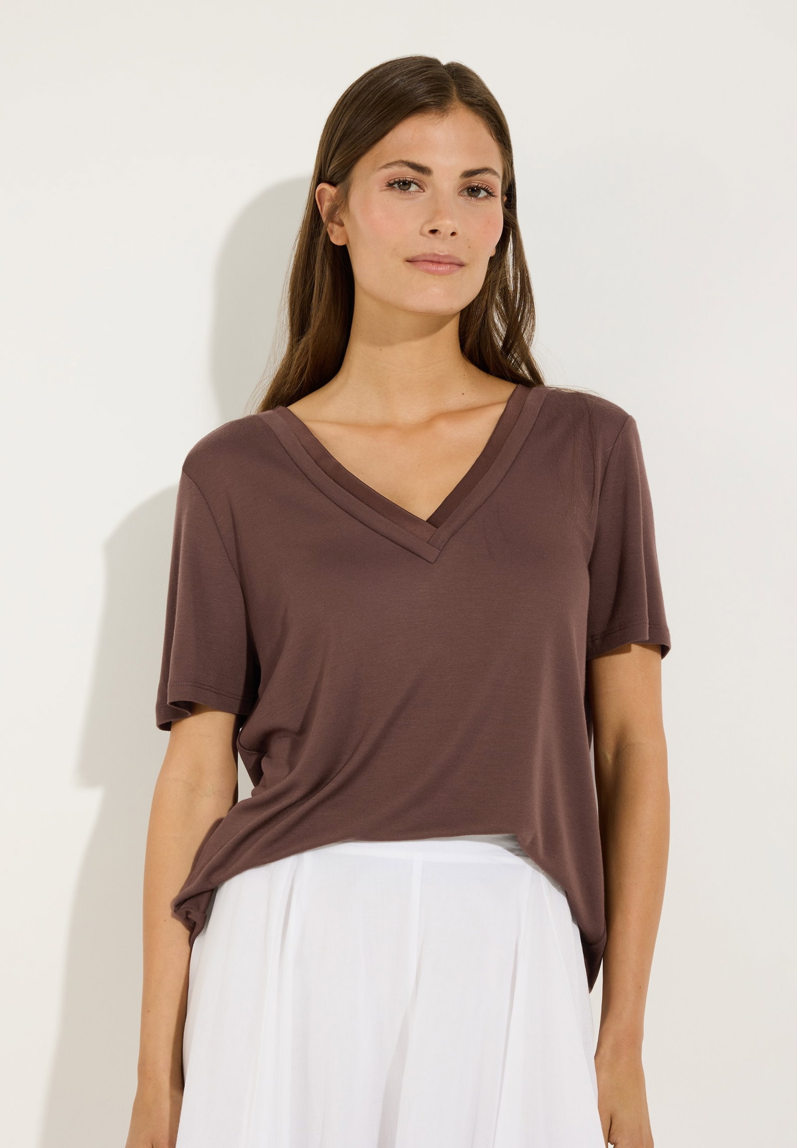 V-Neck-Shirt, cool chocolate #3