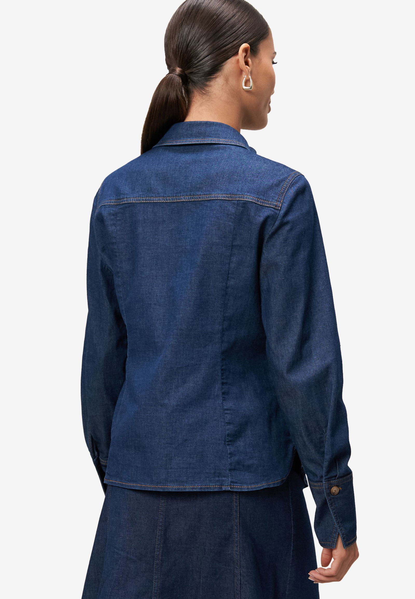 Zero |  Zero Druckbluse  | 40 | dark blue denim