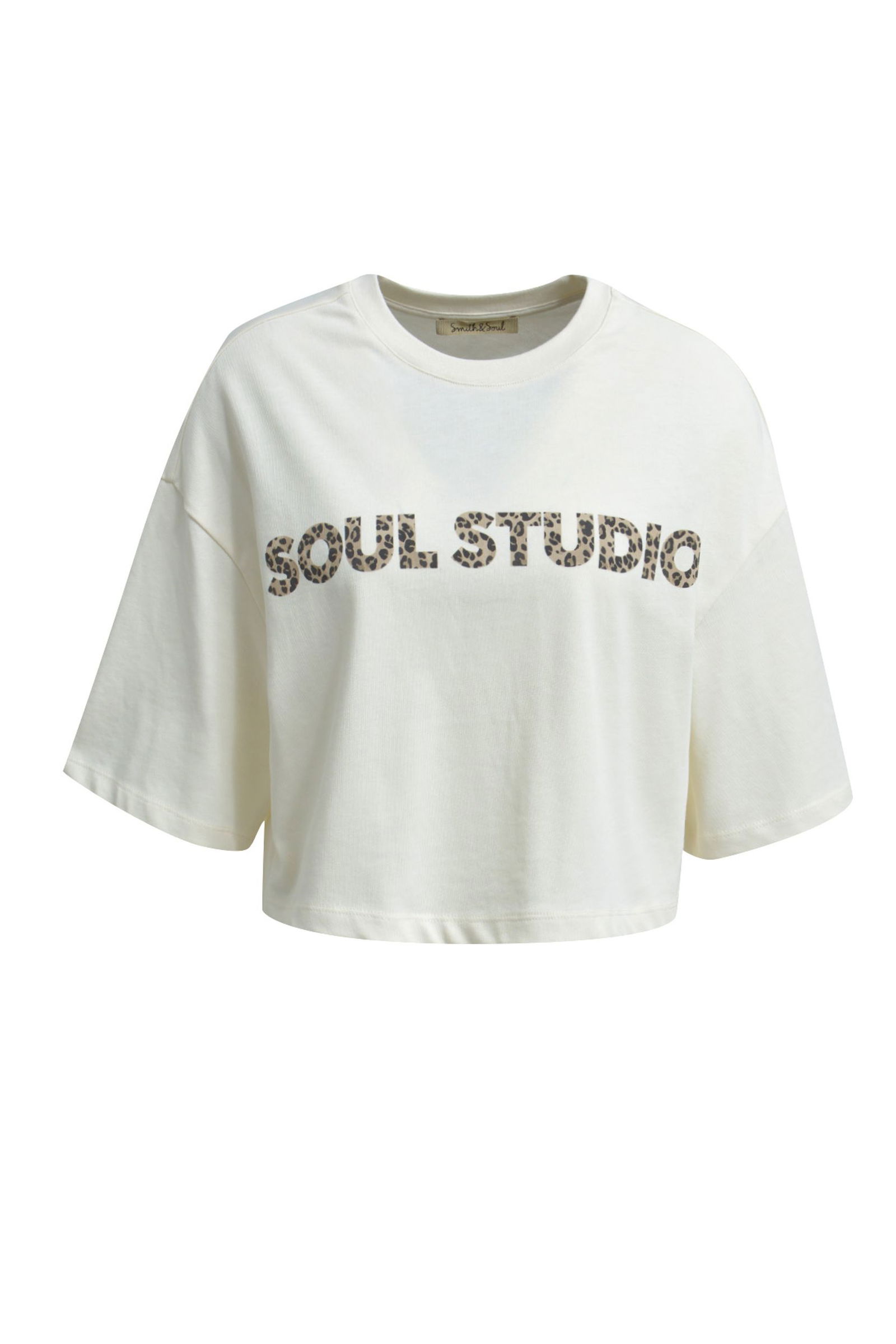  |  CROPPED T-SHIRT WORDING, CAMEL PRINT | M