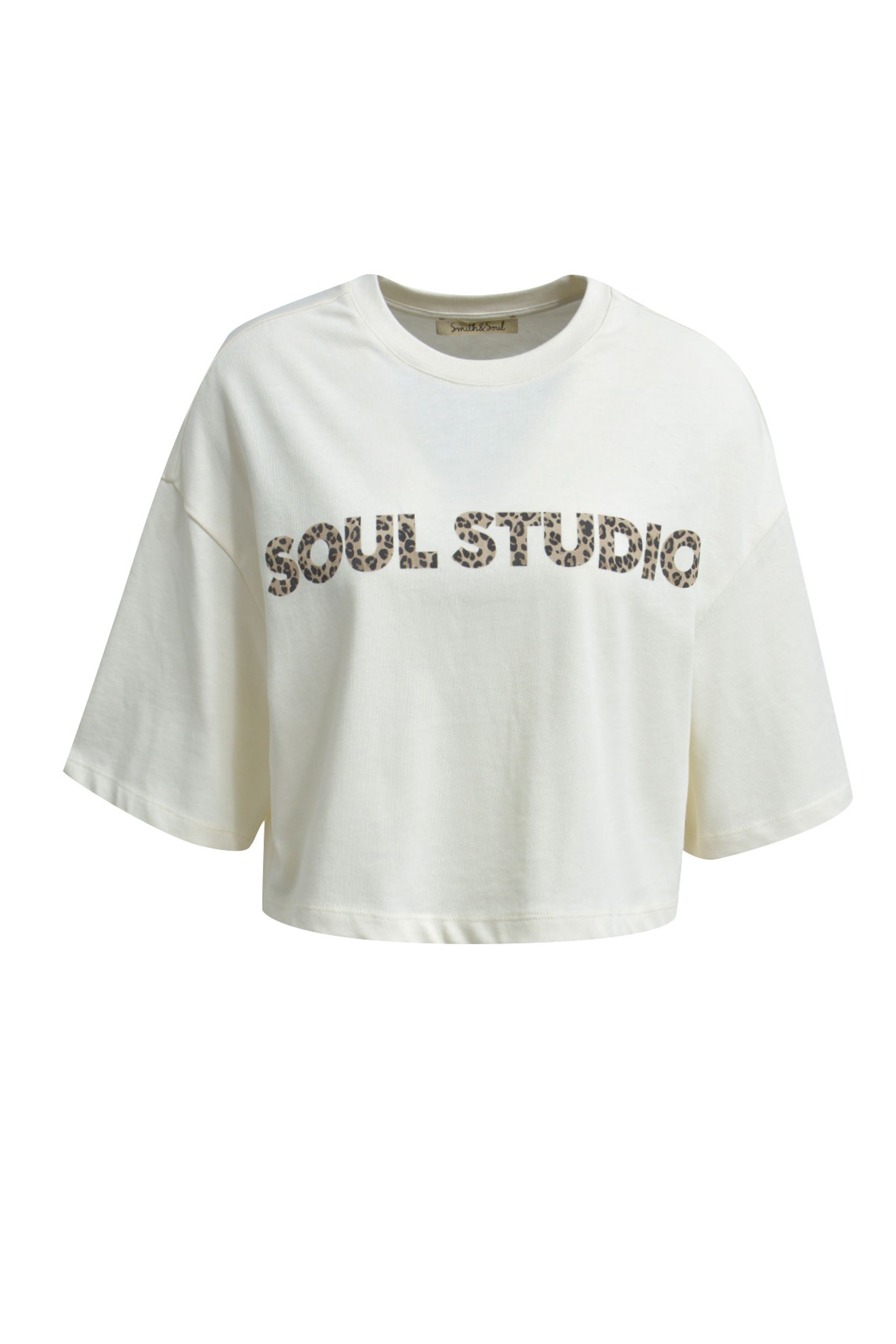  |  CROPPED T-SHIRT WORDING, CAMEL PRINT | M
