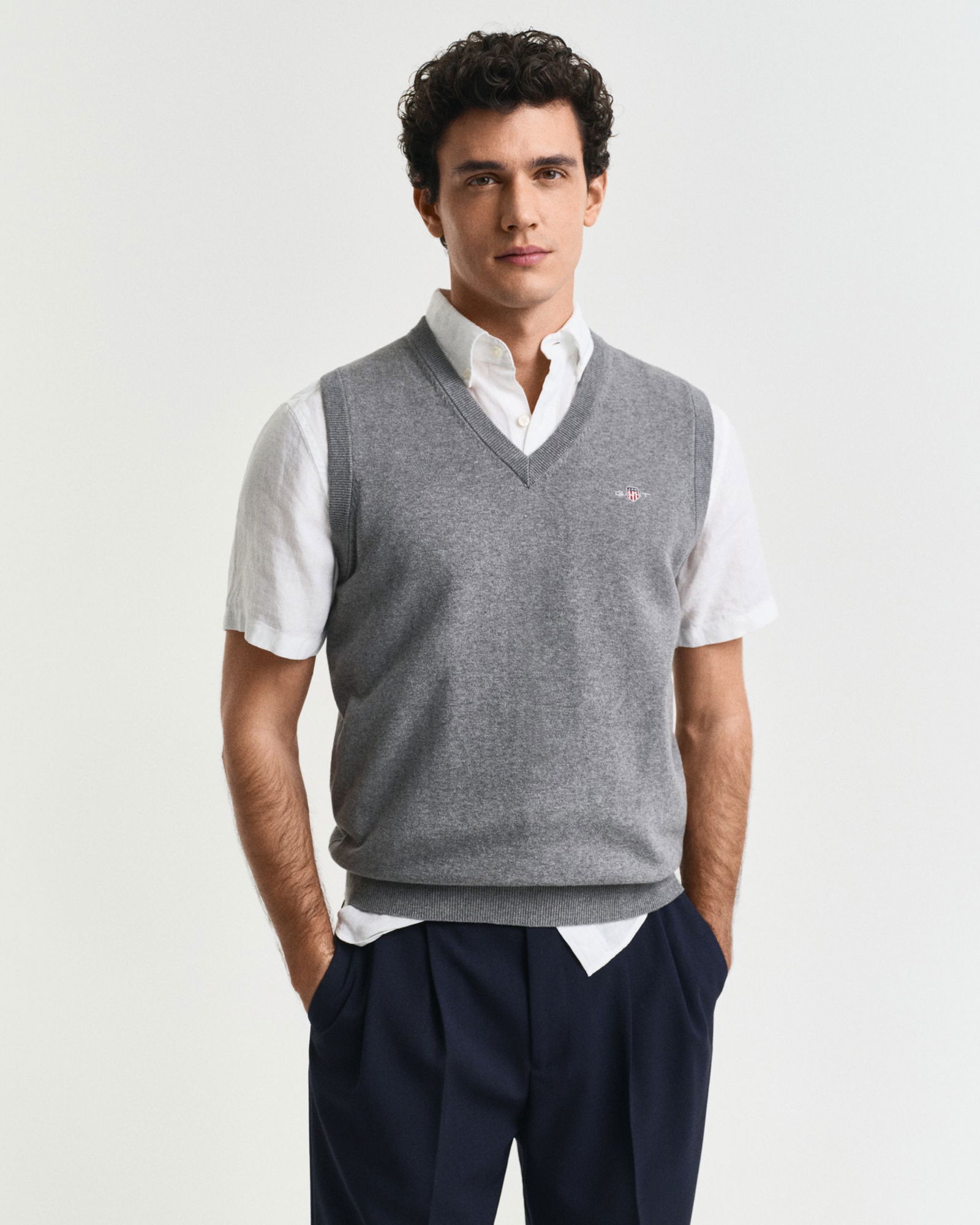 5f1050f5b79d8952e0f23117944fd47a Gant |  Gant Weste  | L | dark grey melange