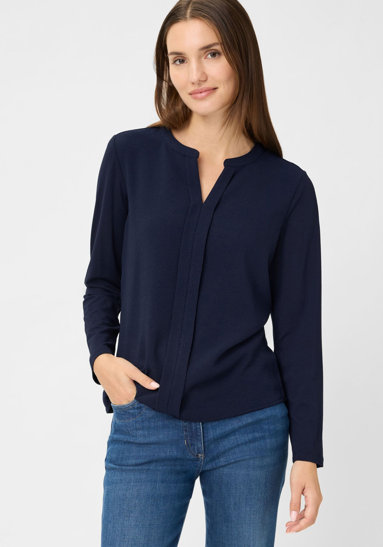 Olsen | Olsen Druckbluse | 42 | ink blue