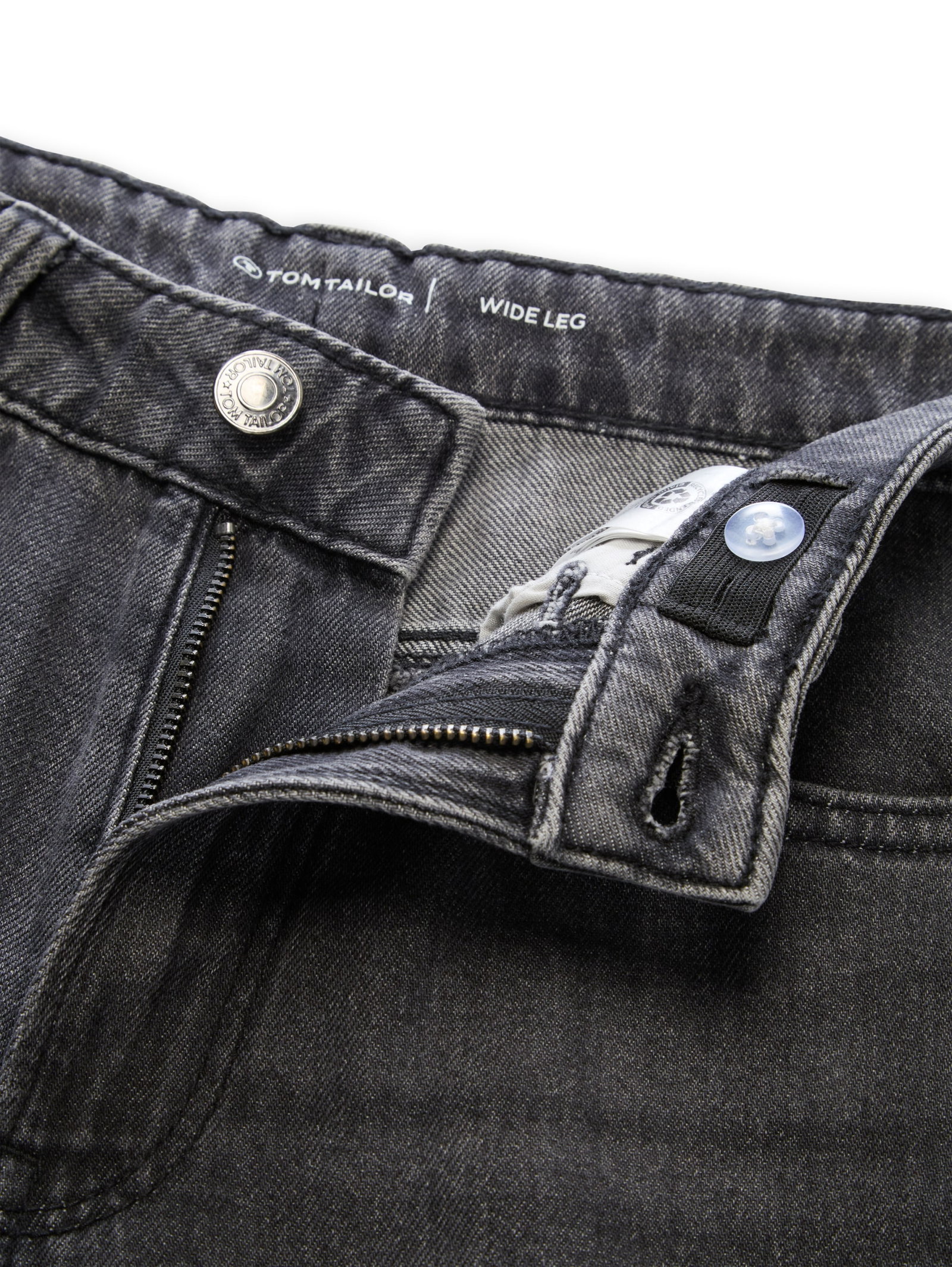 wide leg turn-up denim, used dark stone grey denim #5