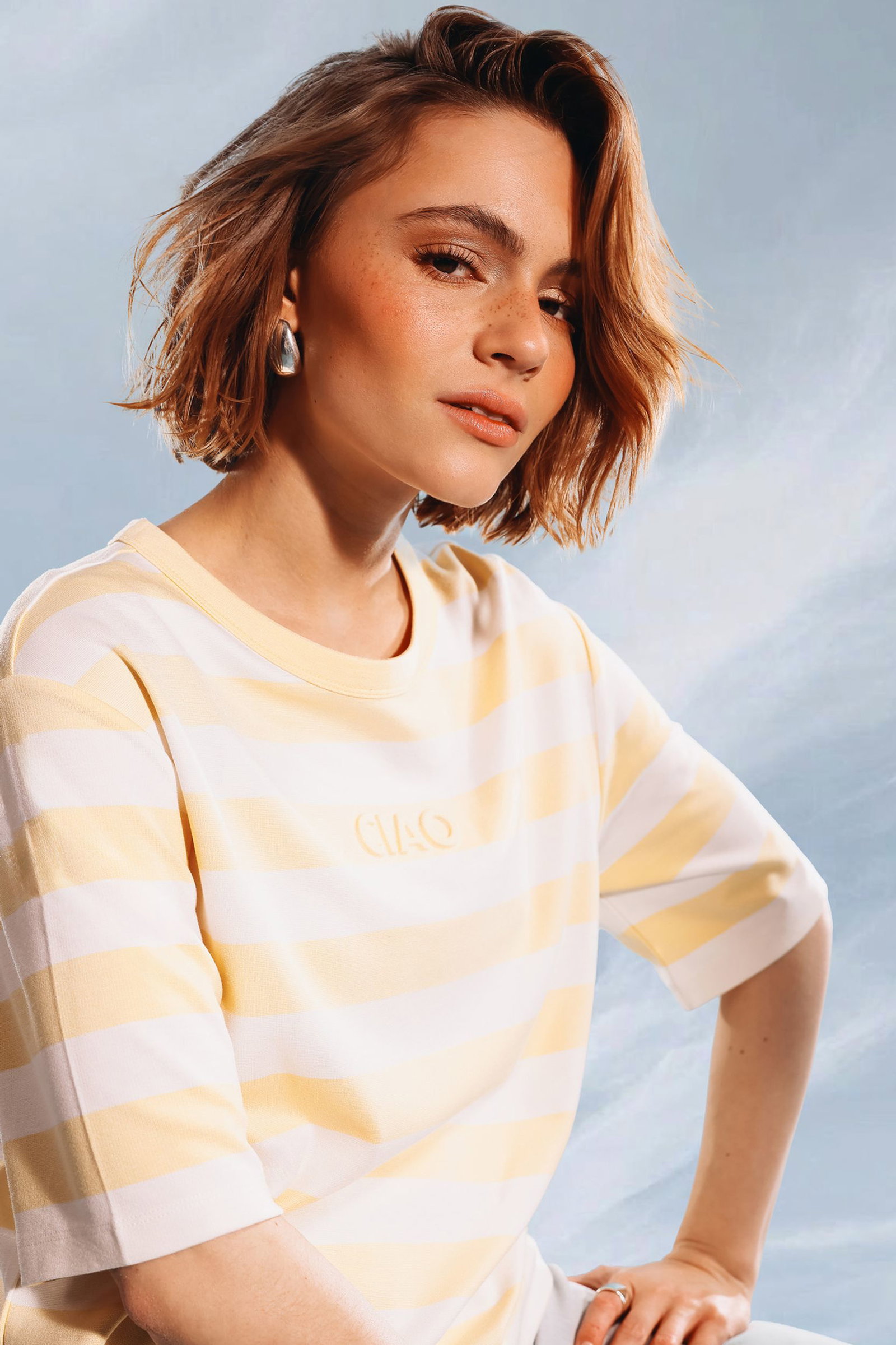 Monari |  Sweatshirt, light sky ringel | 40 | kitt