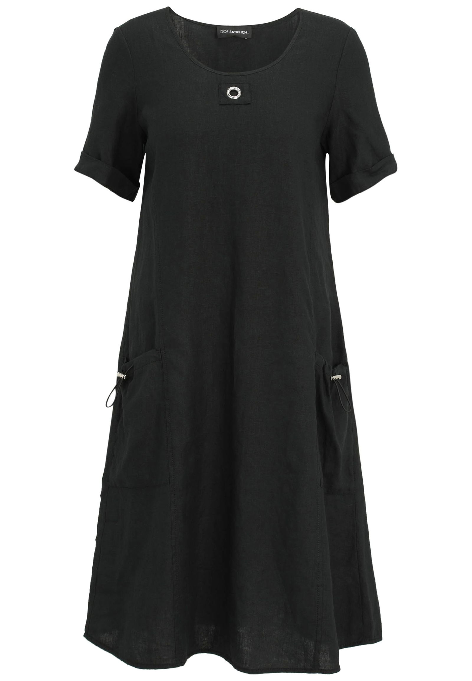 Doris Streich |  Doris Streich Kleid aus Leinen mit Halbarm | 46 | schwarz