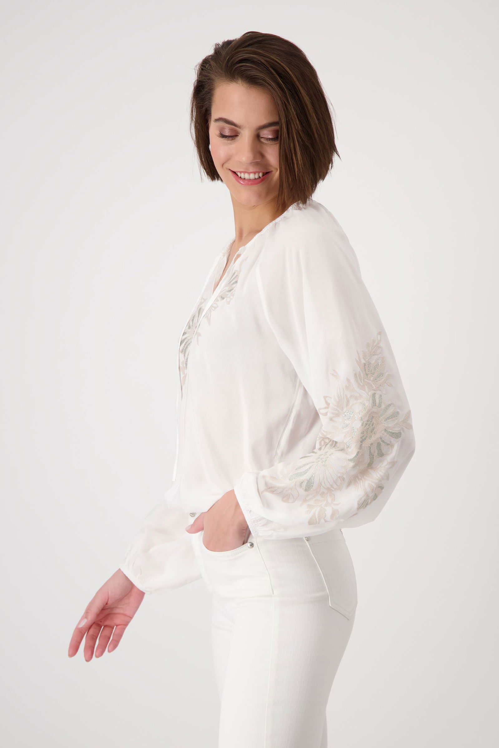 Monari |  Monari Druckbluse  | 42 | off-white