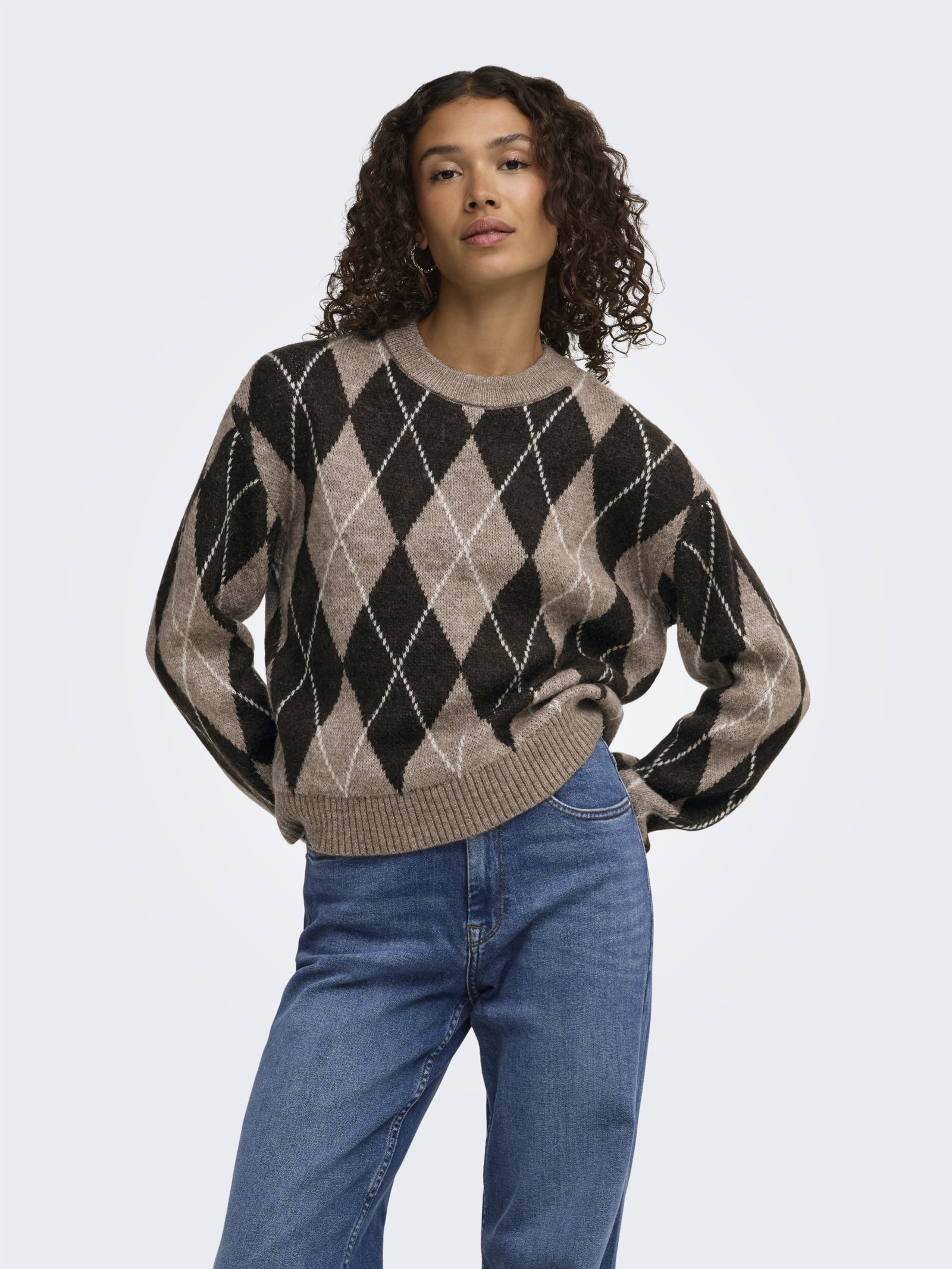 JDYBIANKA L/S ARGYLE PULLOVER KNT N, Chocolate Torte/Argyle #4