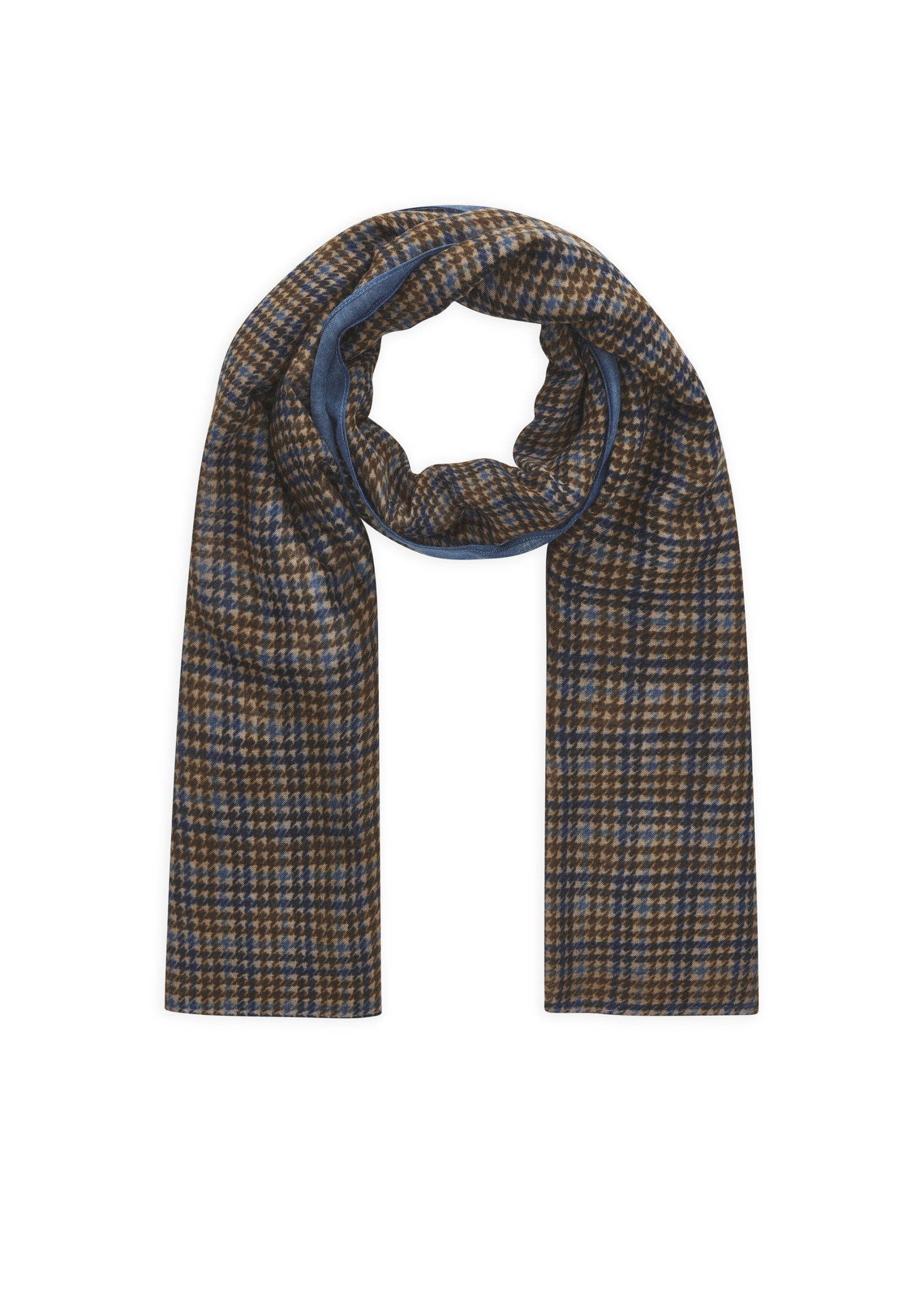PRINTED SCARF POLYACRYL MIX CHECKS AND QUOTE blau-100X180CM, blau #1