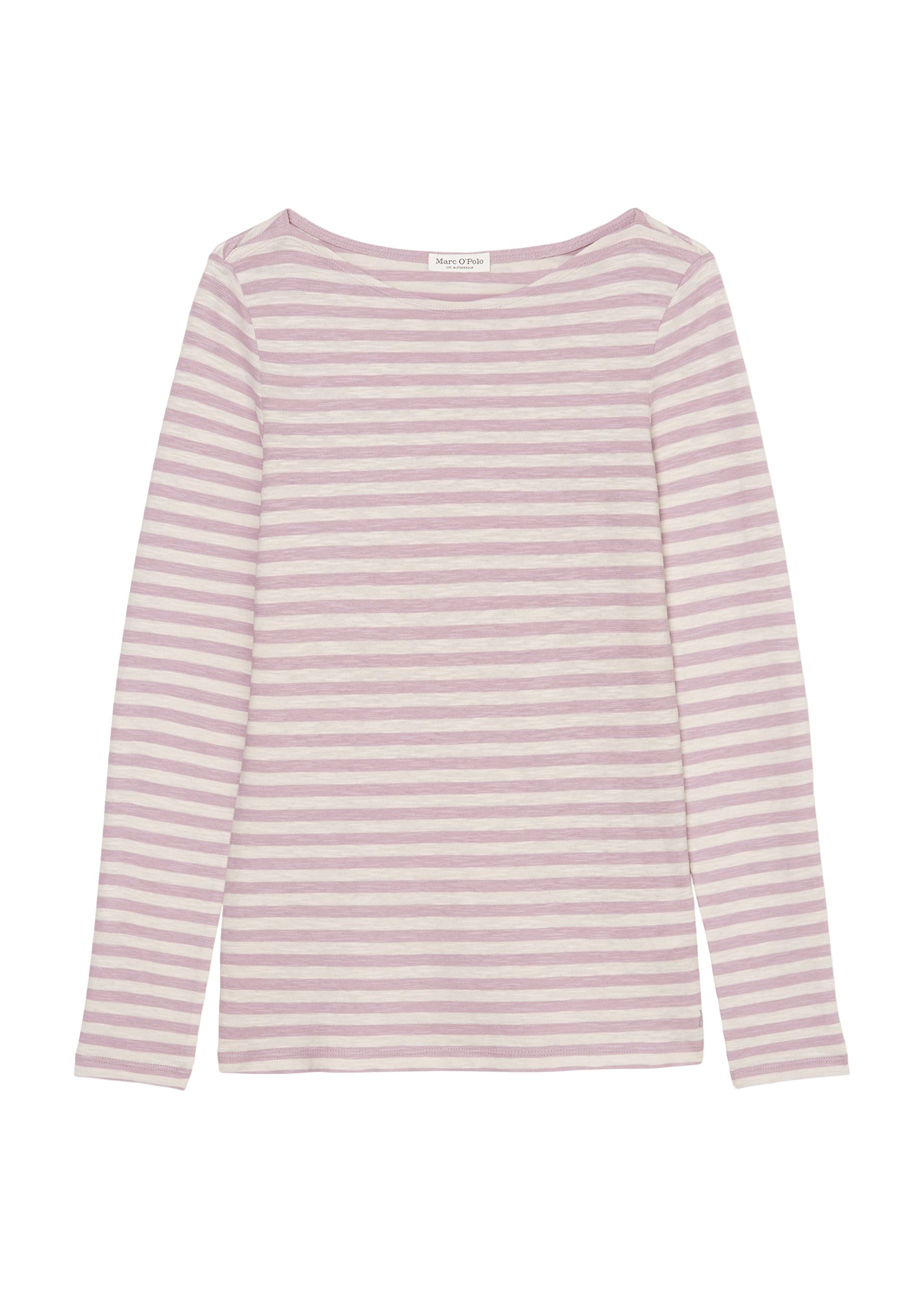 Gestreiftes Damen Longsleeve Shirt mit U-Boot-Ausschnitt in multi/ blooming lilac - helles violett