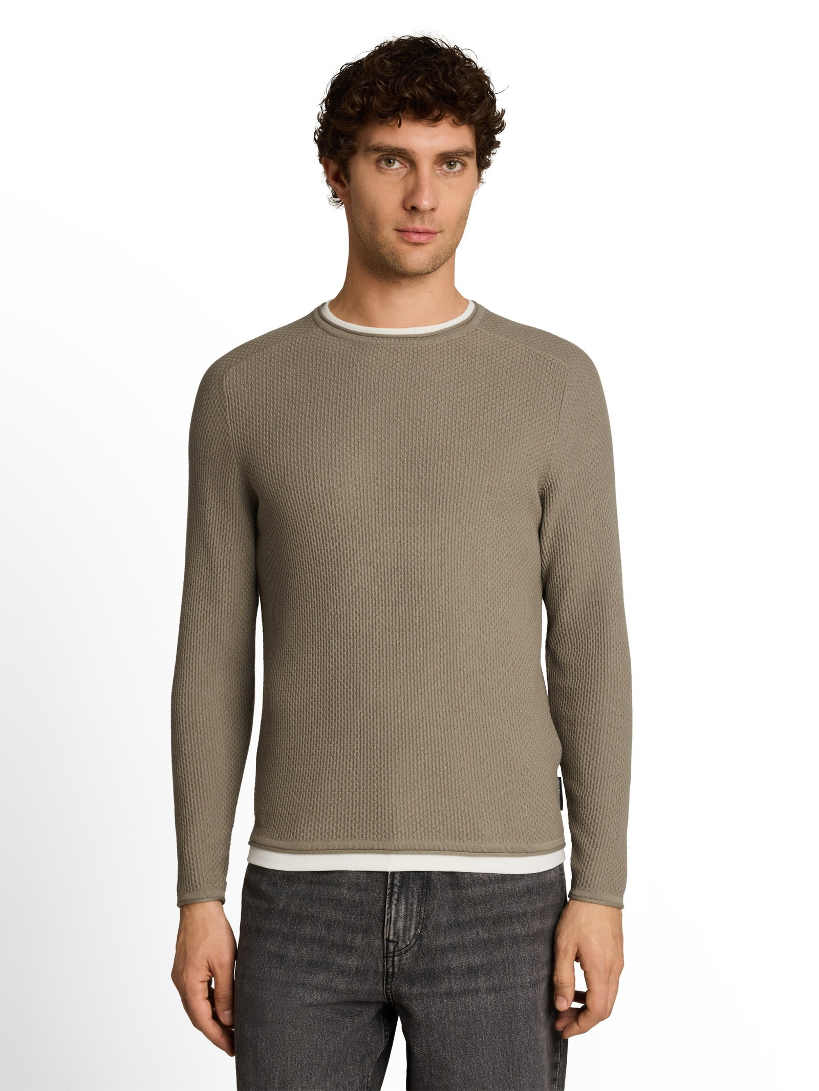 structured double layer knit, dark sage green #5