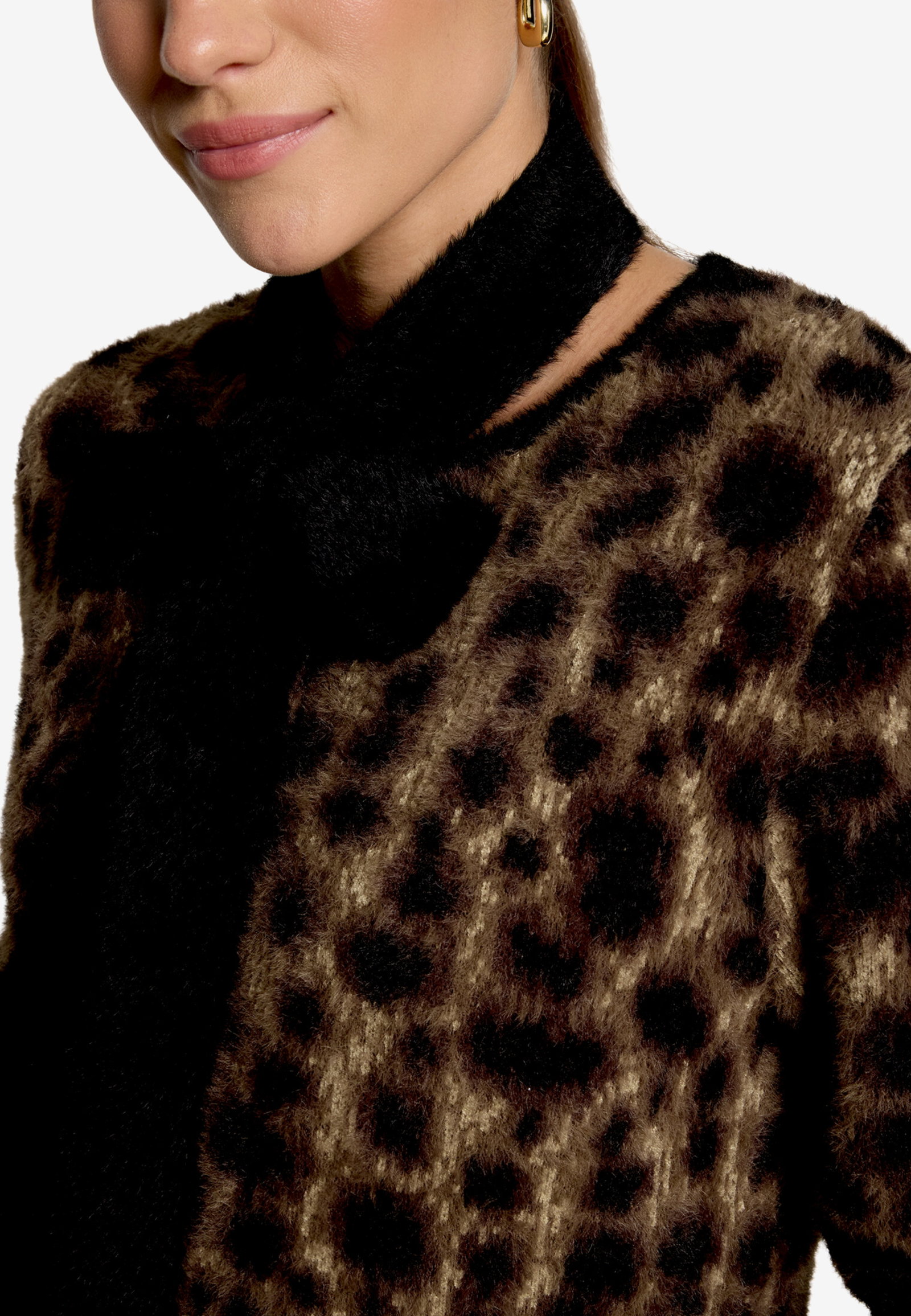 Strickjacke Kurz 1/2 Arm, Patch Black/Brown #5