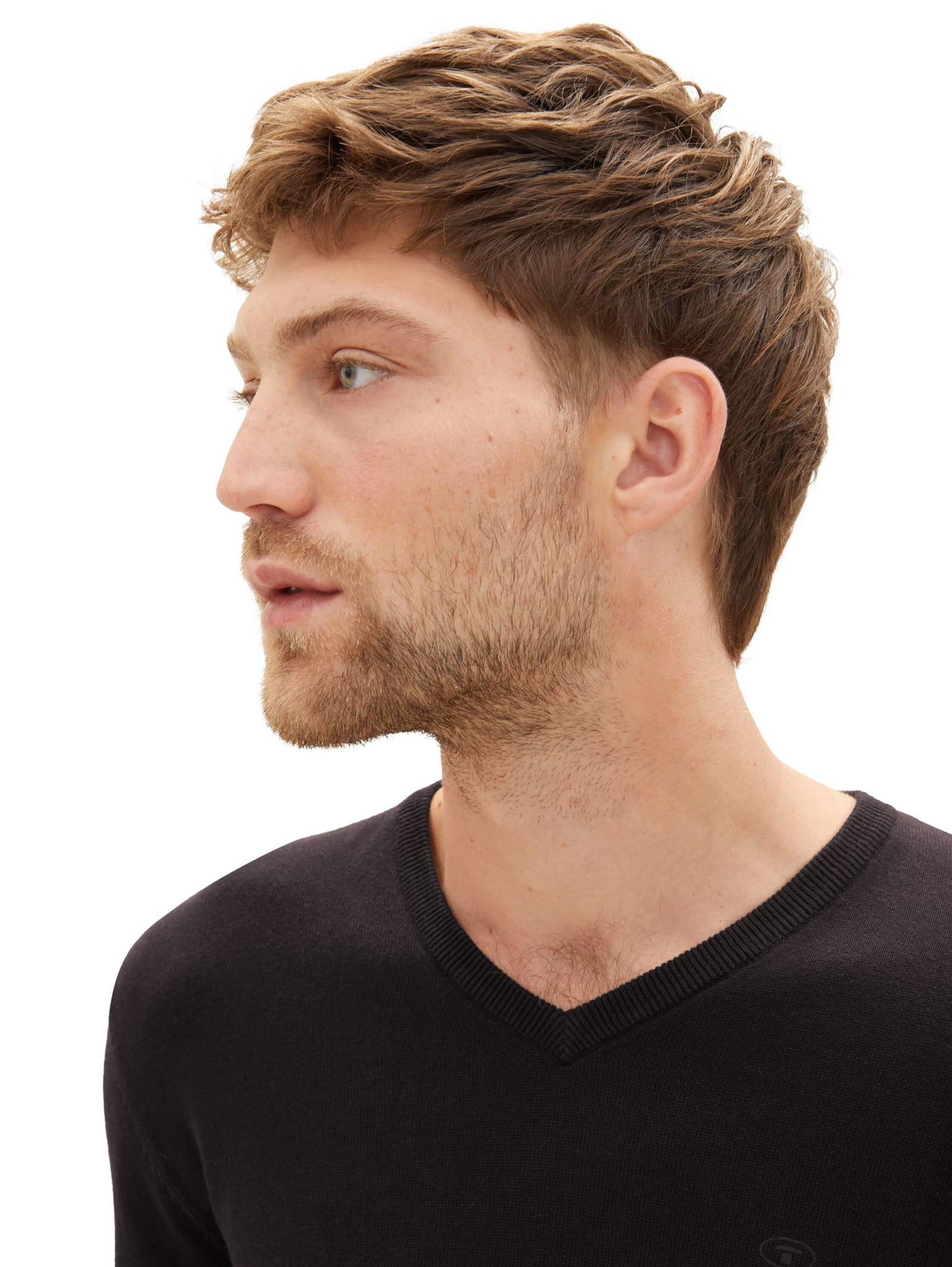 basic v neck sweater, Black #6
