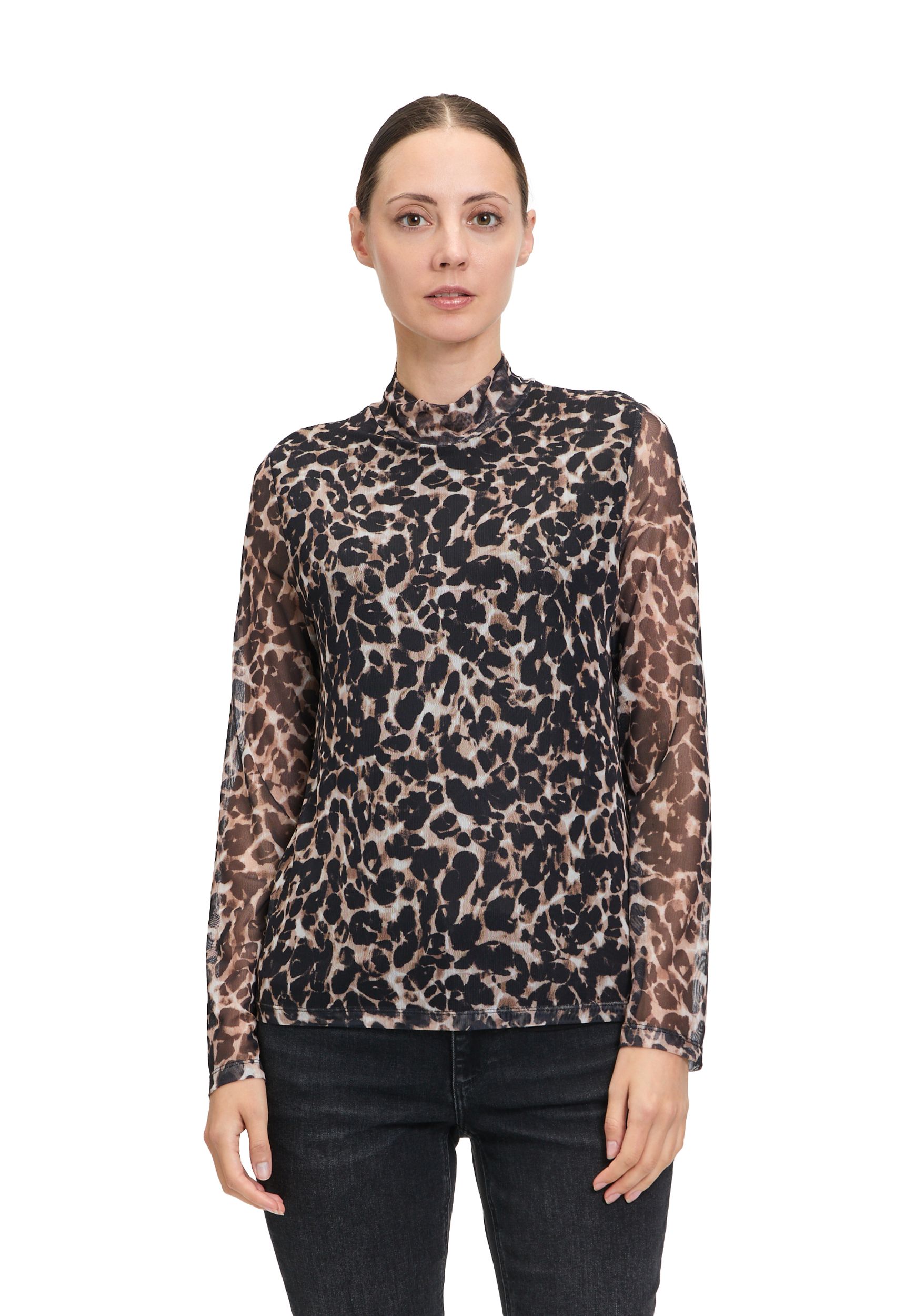 Betty & CO |  Leicht transparentes Shirt | S | nature-black