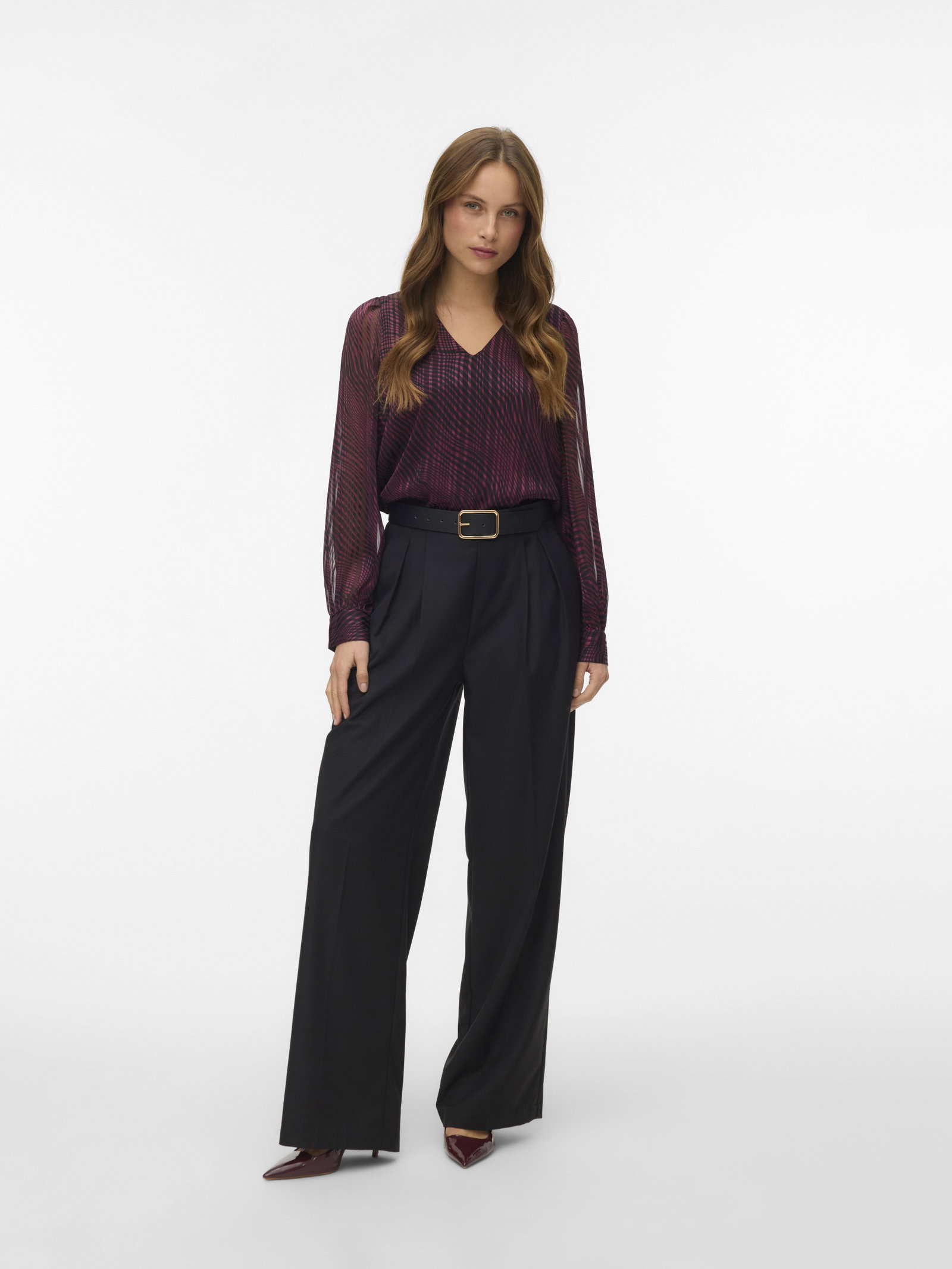 VMGEBRA GEDNA LS V-NECK TOP WVN BTQ, Winetasting/Gebra #2