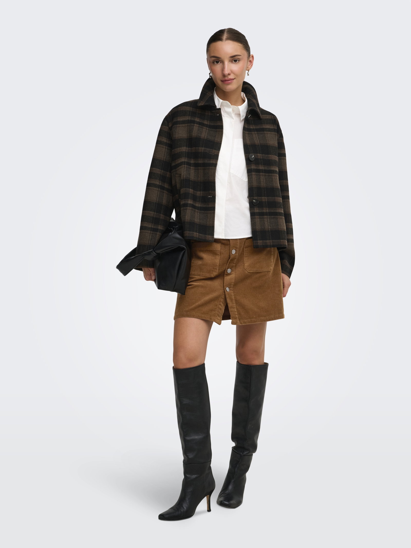 JDYASTRID CHECK SHORT JACKET OTW HA, Chocolate Brown/BLACK - TOFFEE #7