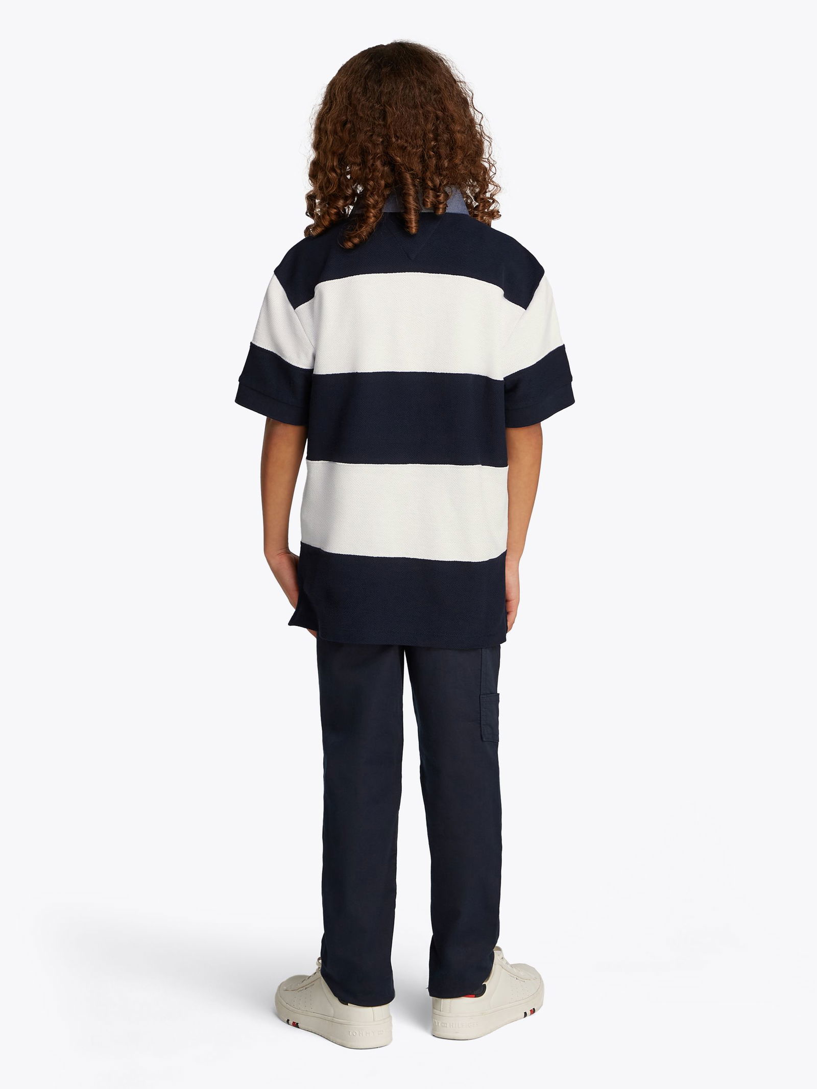 Tommy Hilfiger |  CHAMBRAY COLLAR STRIPE POLO SS | 152 | dark night navy
