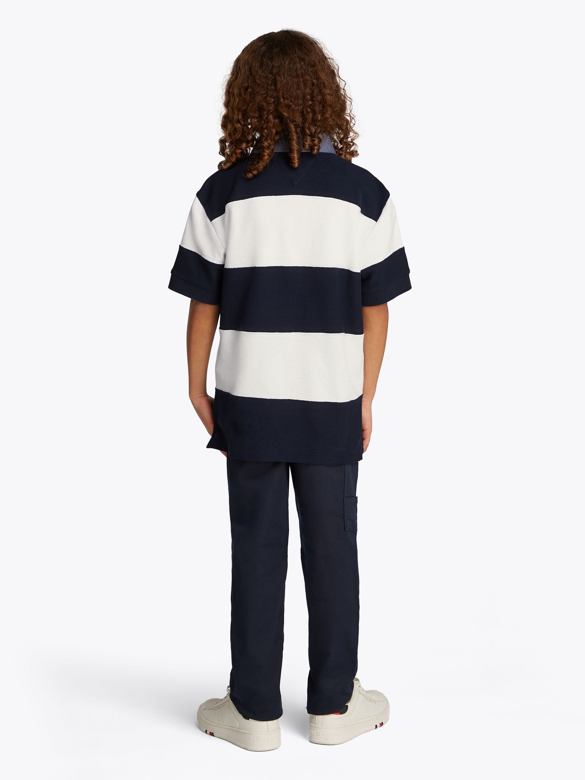 Tommy Hilfiger |  CHAMBRAY COLLAR STRIPE POLO SS | 152 | dark night navy