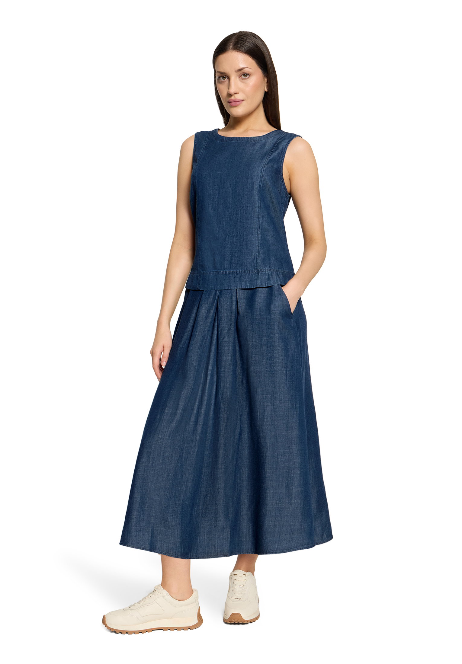 Bluse Kurz ohne Arm, Dark Blue Denim #5