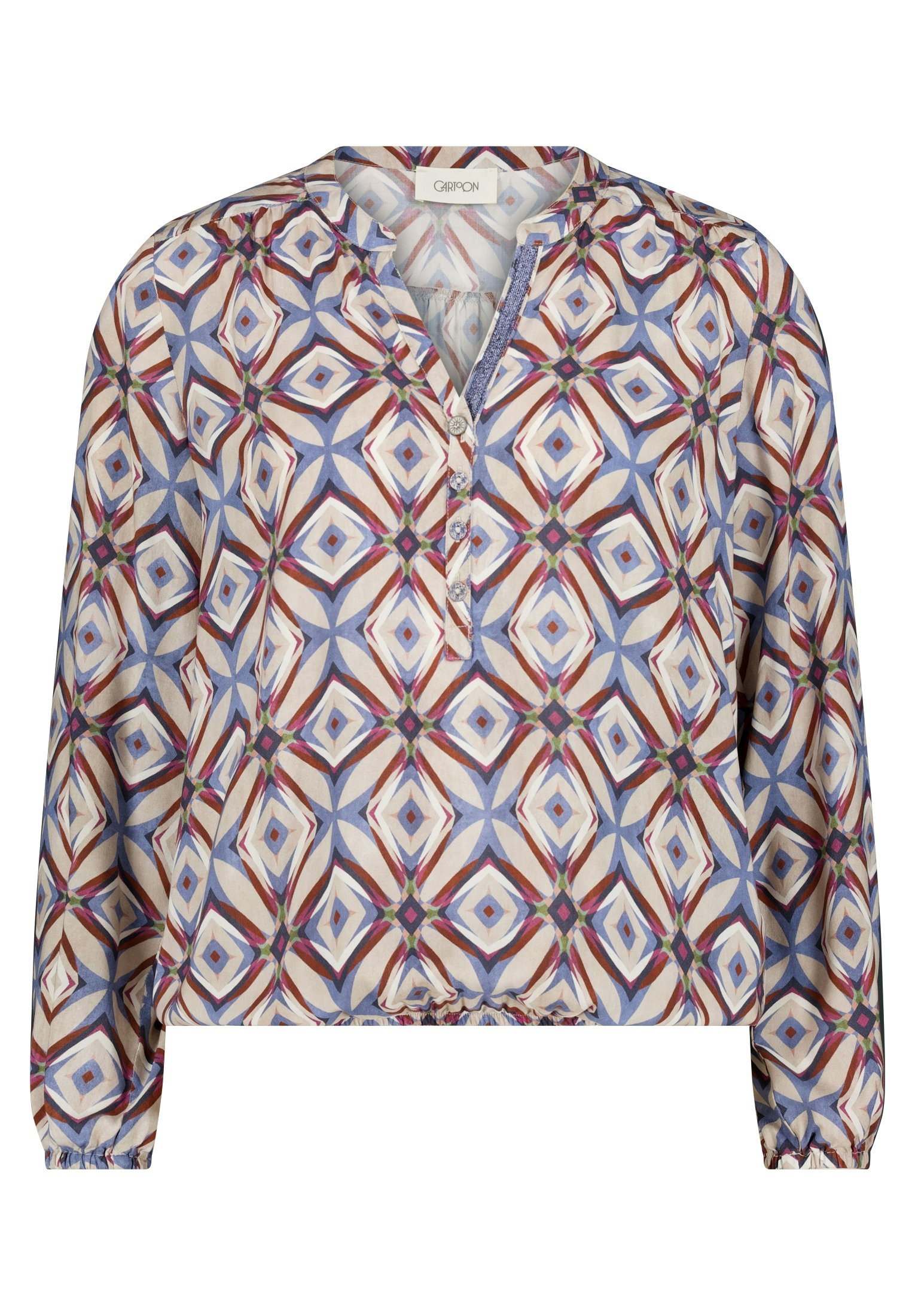 Bluse Kurz 1/1 Arm, Nature/Blue #1