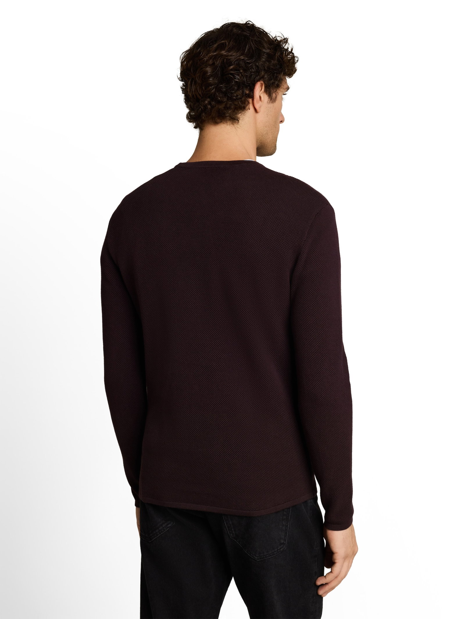 basic structred crew neck knit, dark plum #4