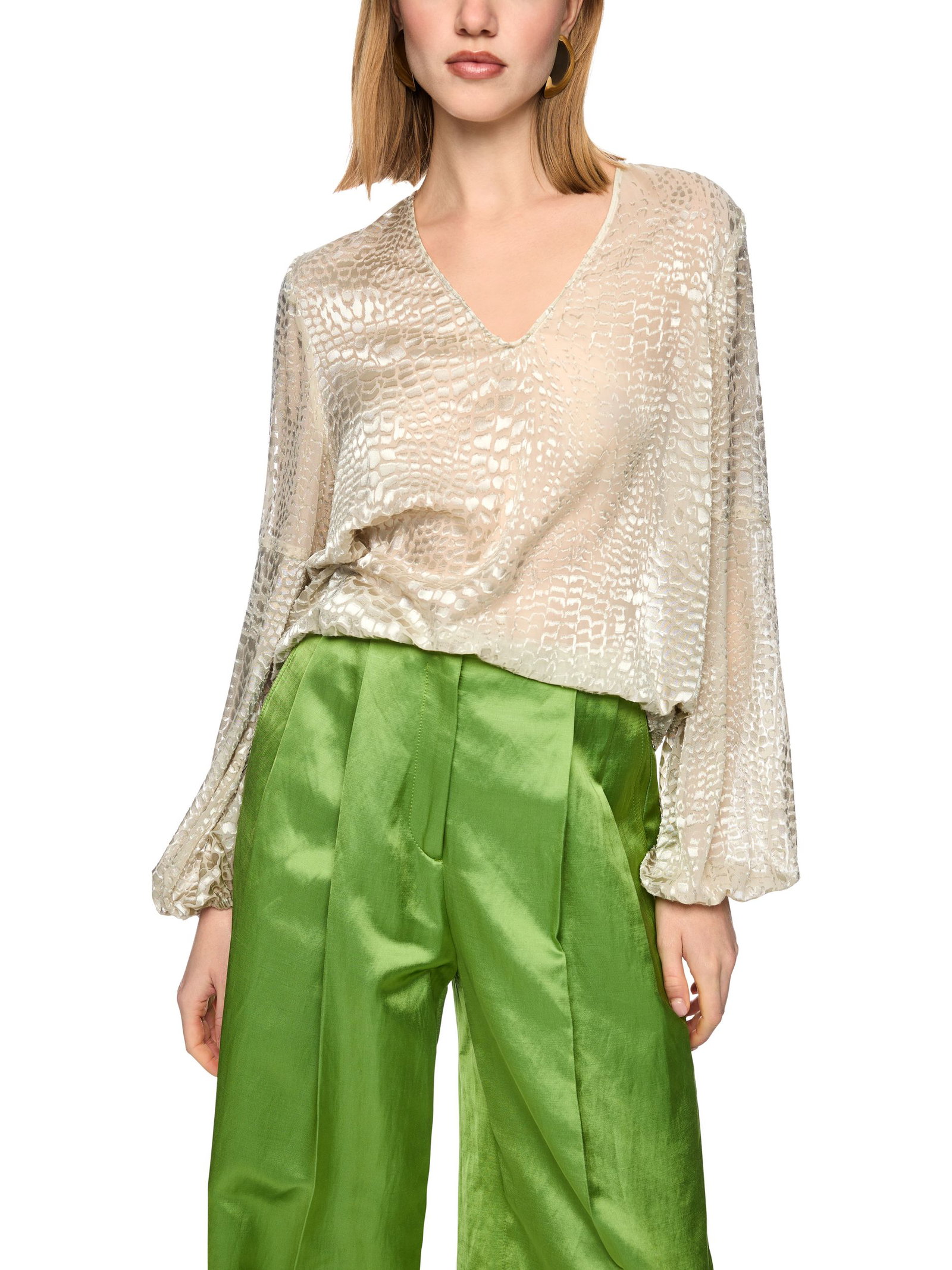 Marc Cain Collections |  Marc Cain Collections Druckbluse  | 46 | bright ecru