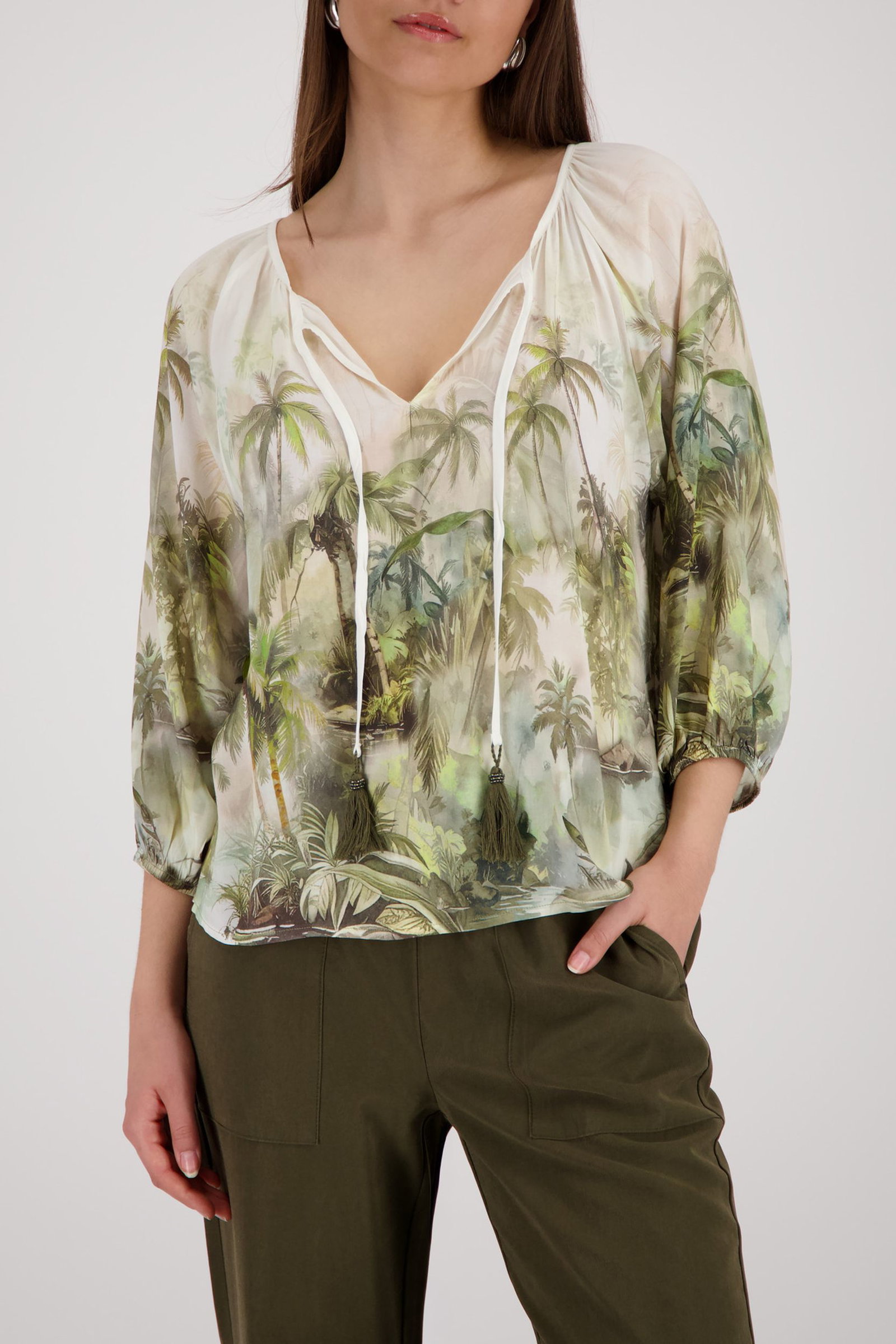 Monari |  Monari Druckbluse  | 36 | smokey blue gemustert
