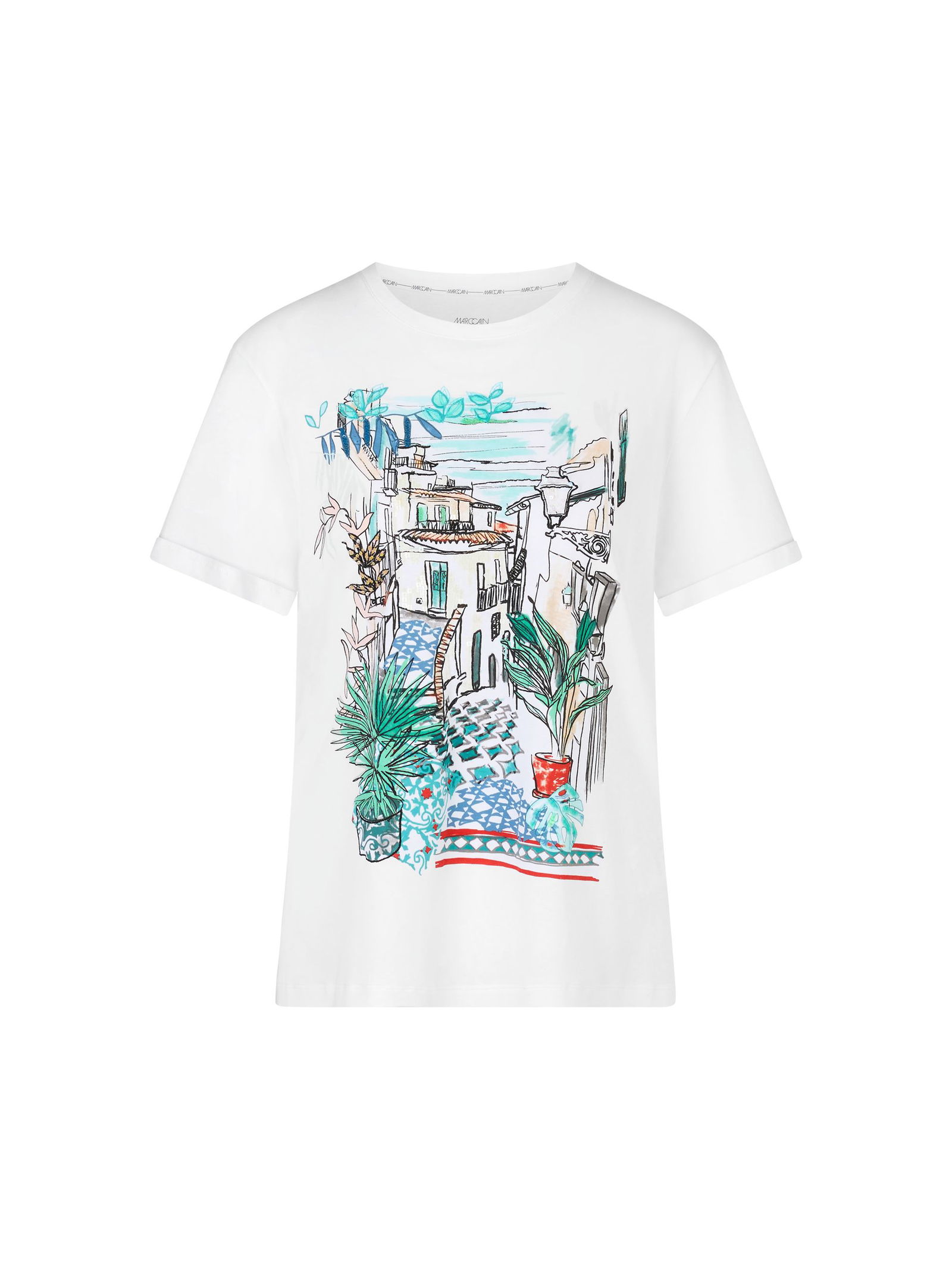 4d3c9203ae0f31ea622ed1c96af4126b Marc Cain Collections | Mit Print - T-Shirt aus 100 % Baumwolle | 46 | white