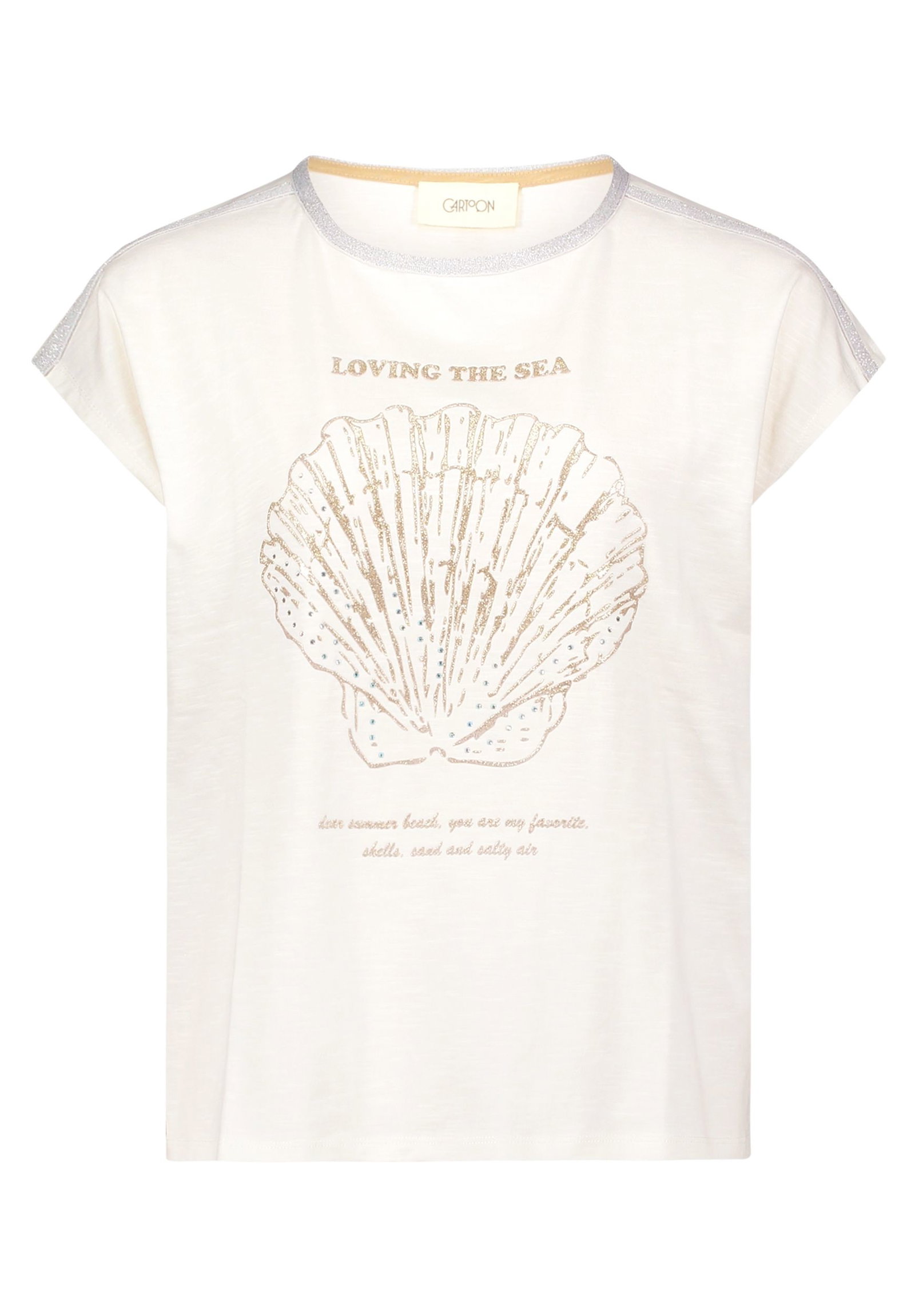 Cartoon |  Rundhals-Shirt | 36 | patch cream/gold