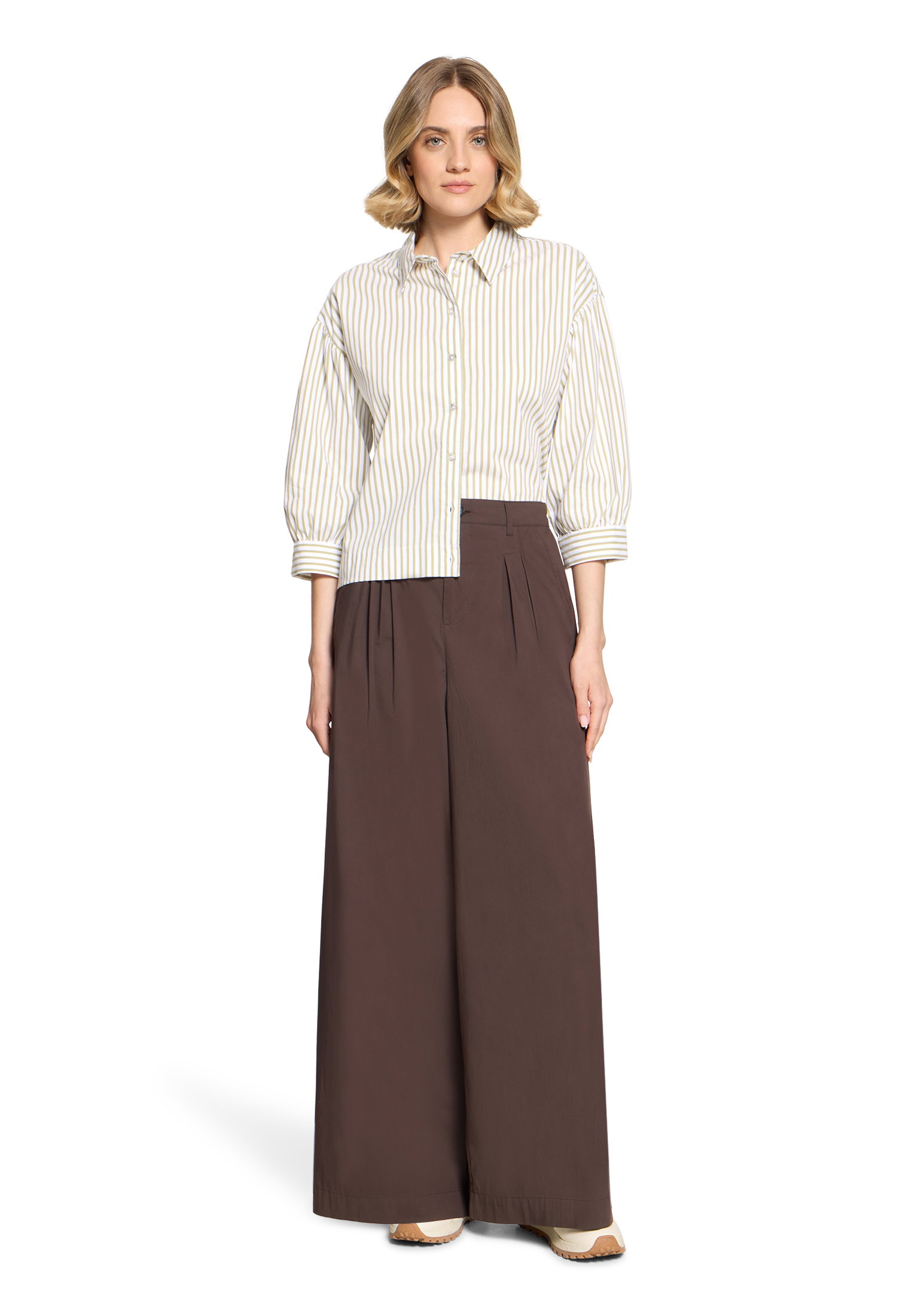 Bluse Kurz 3/4 Arm, Cream/Khaki #5
