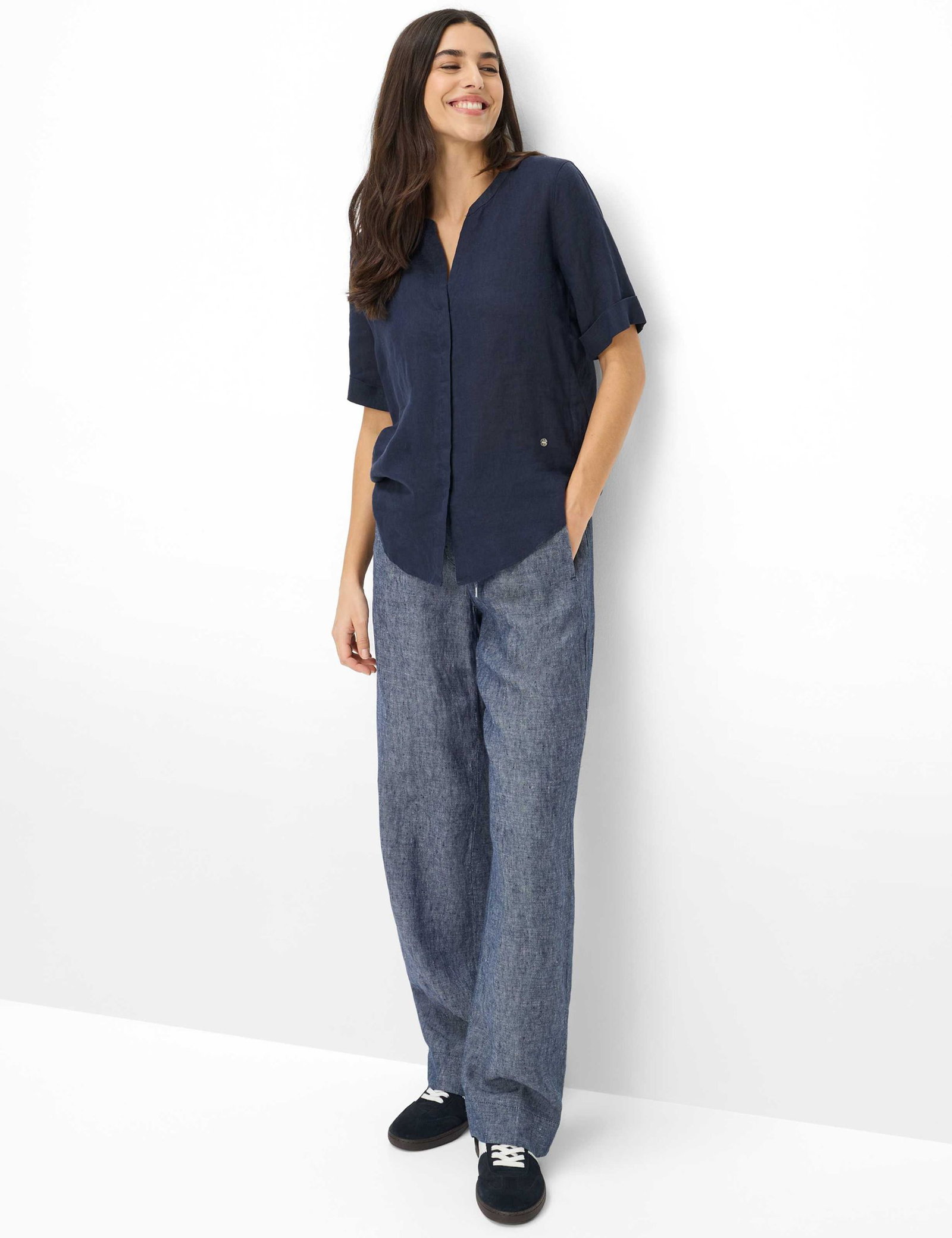 Brax |  Brax Bluse aus Leinen  | 48 | clean raw blue